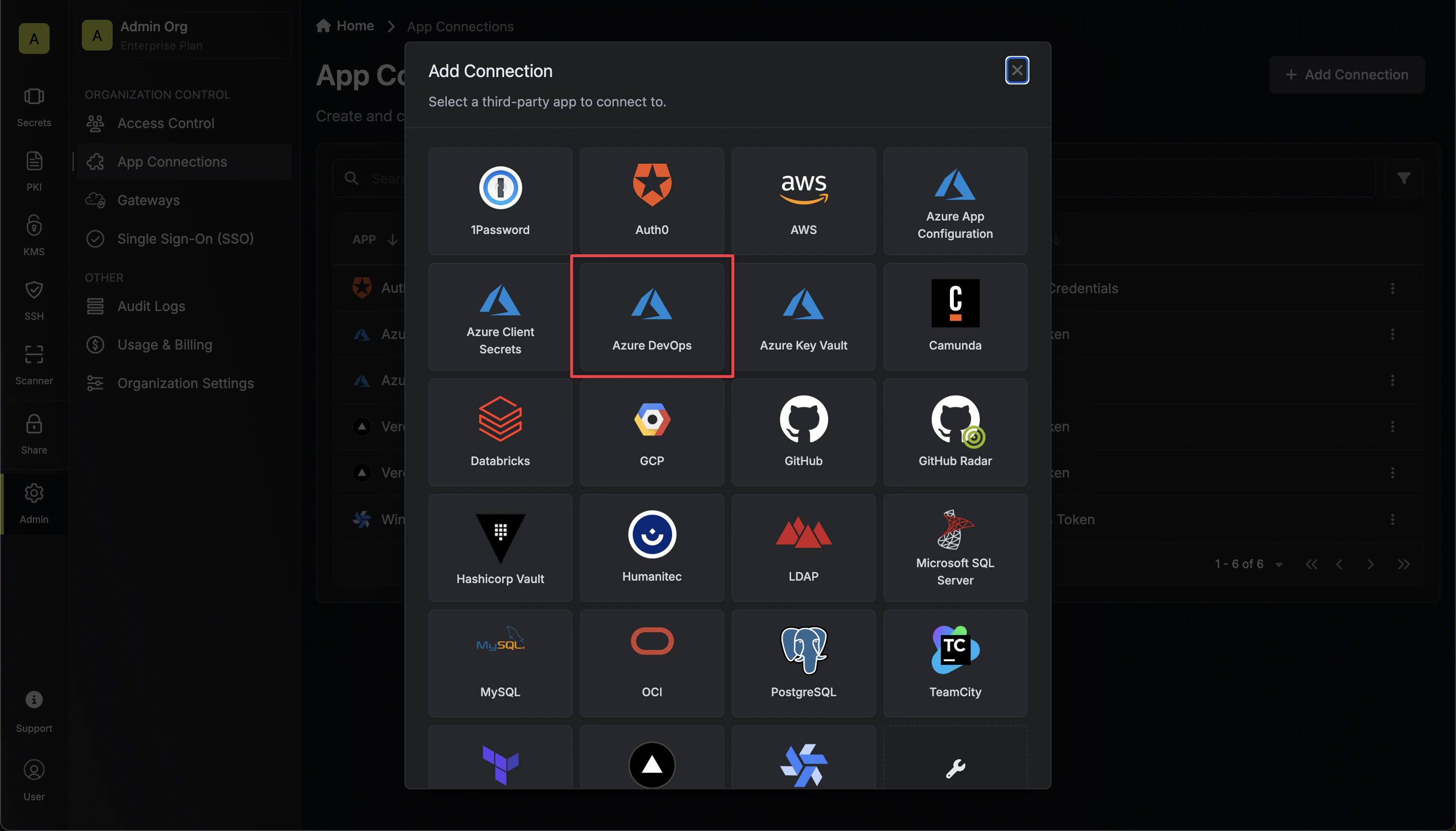 Select Azure Connection