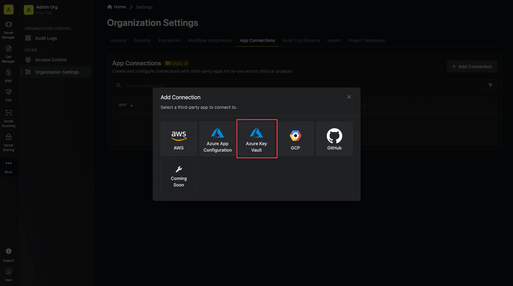 Select Azure Connection