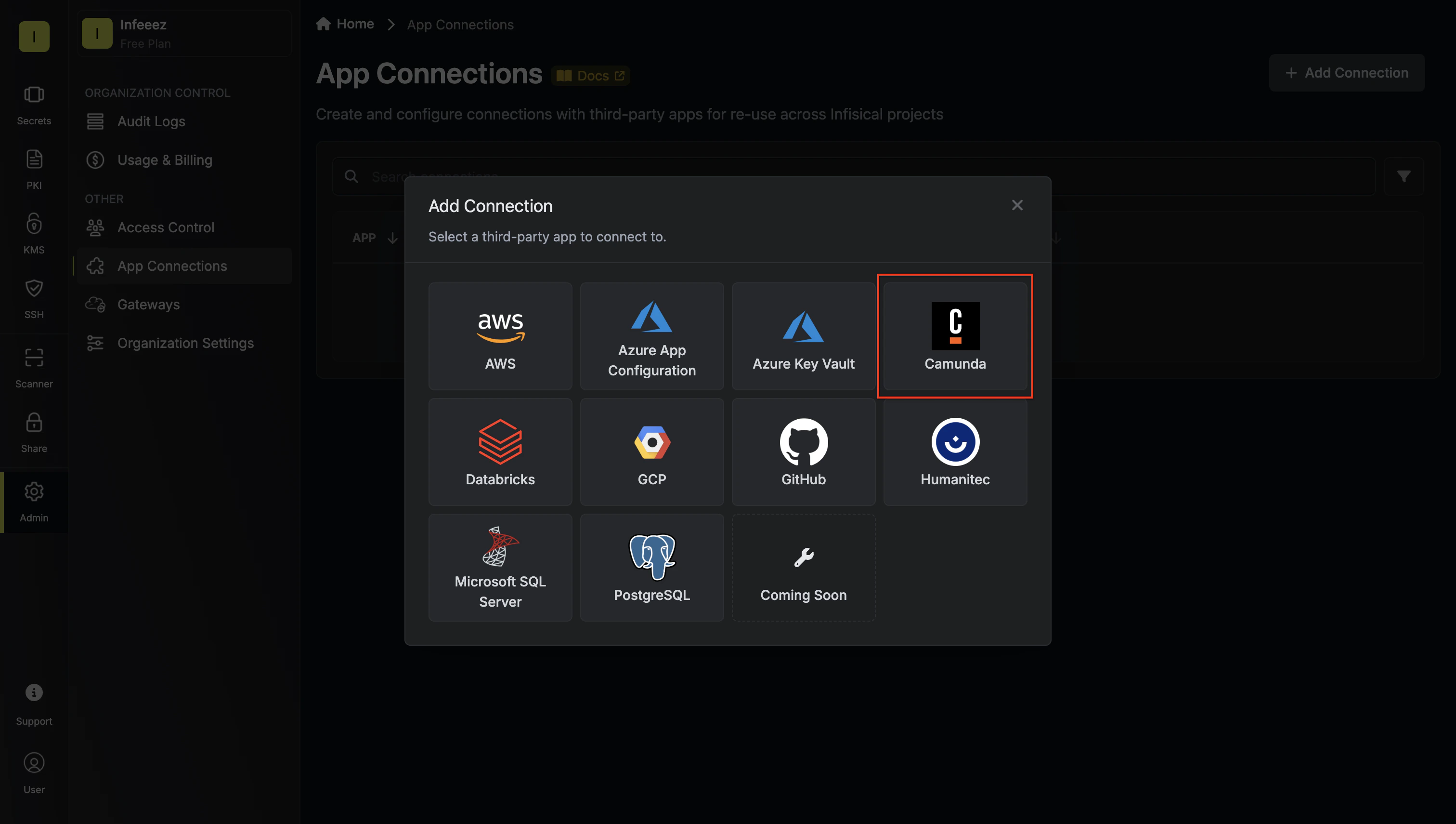 Select Camunda
Connection