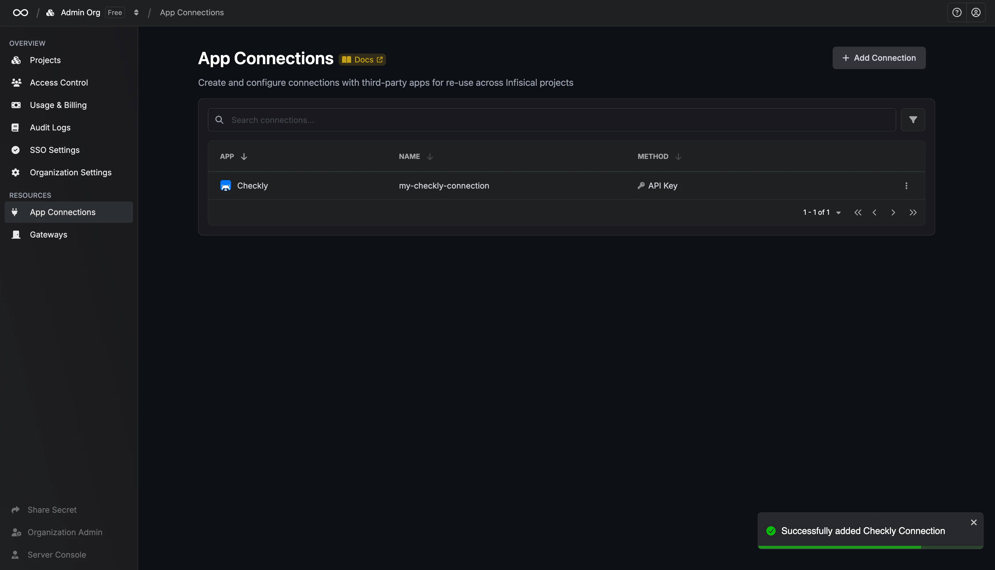 Checkly Connection Created