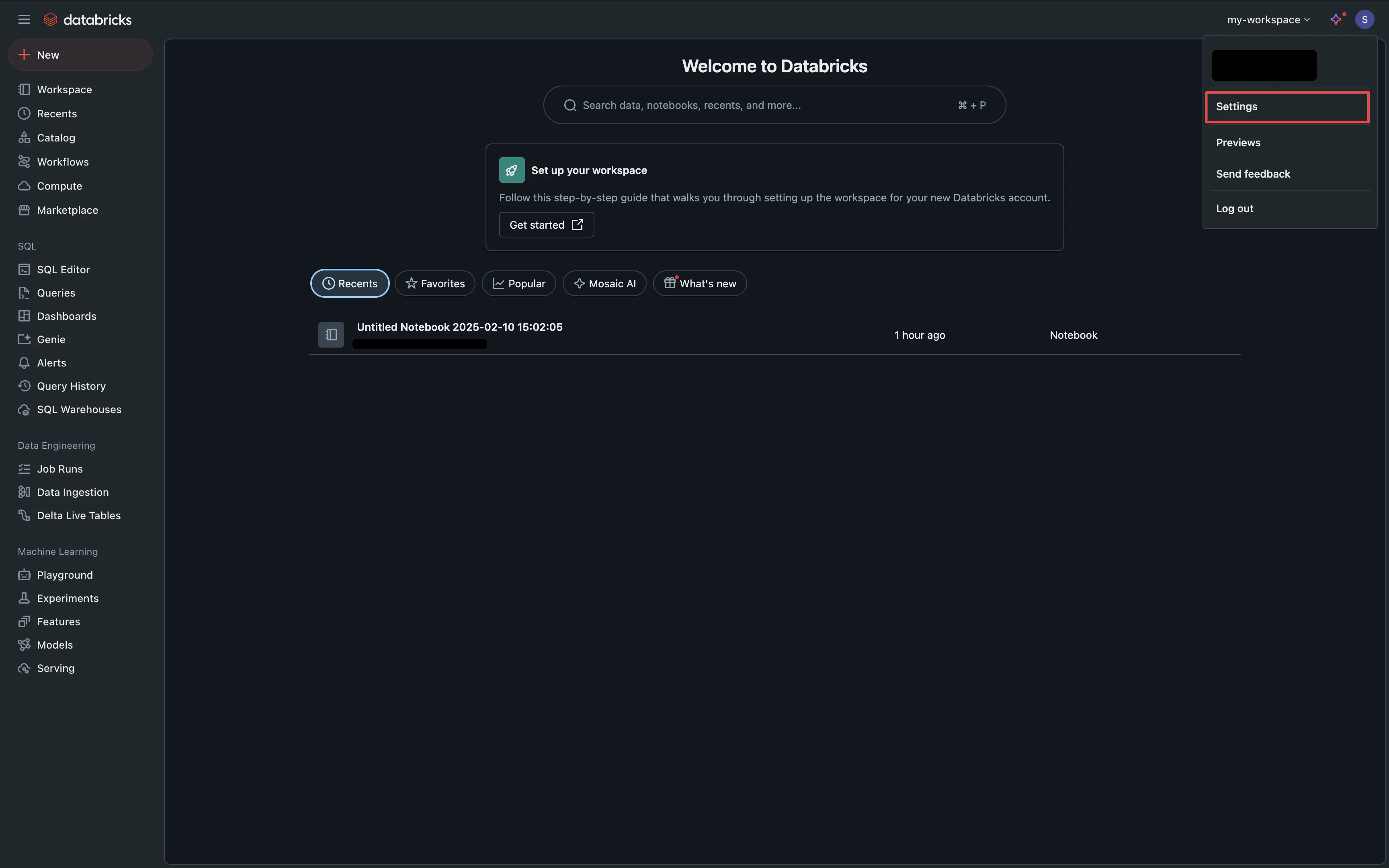 Workspace Settings Page