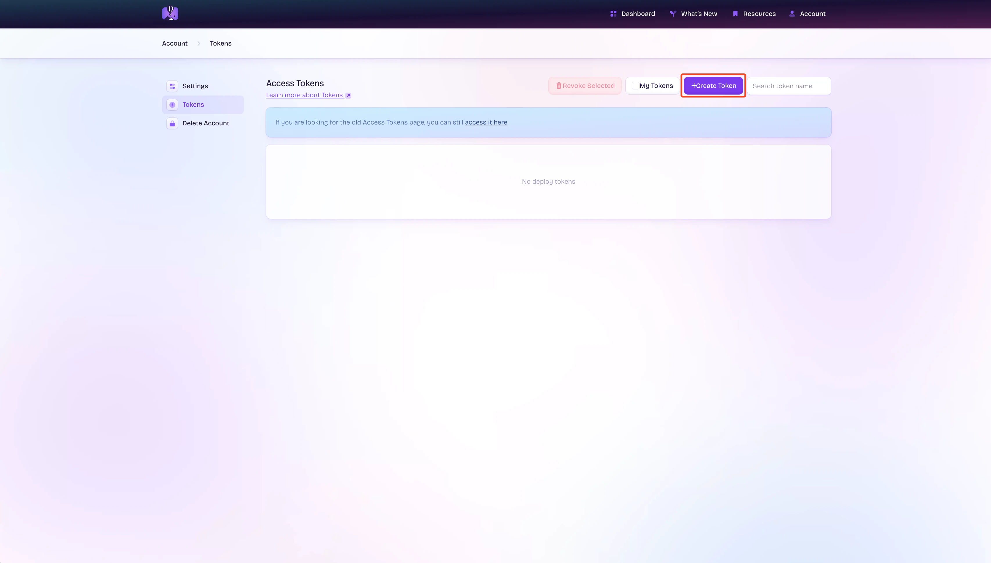 Click Create Token