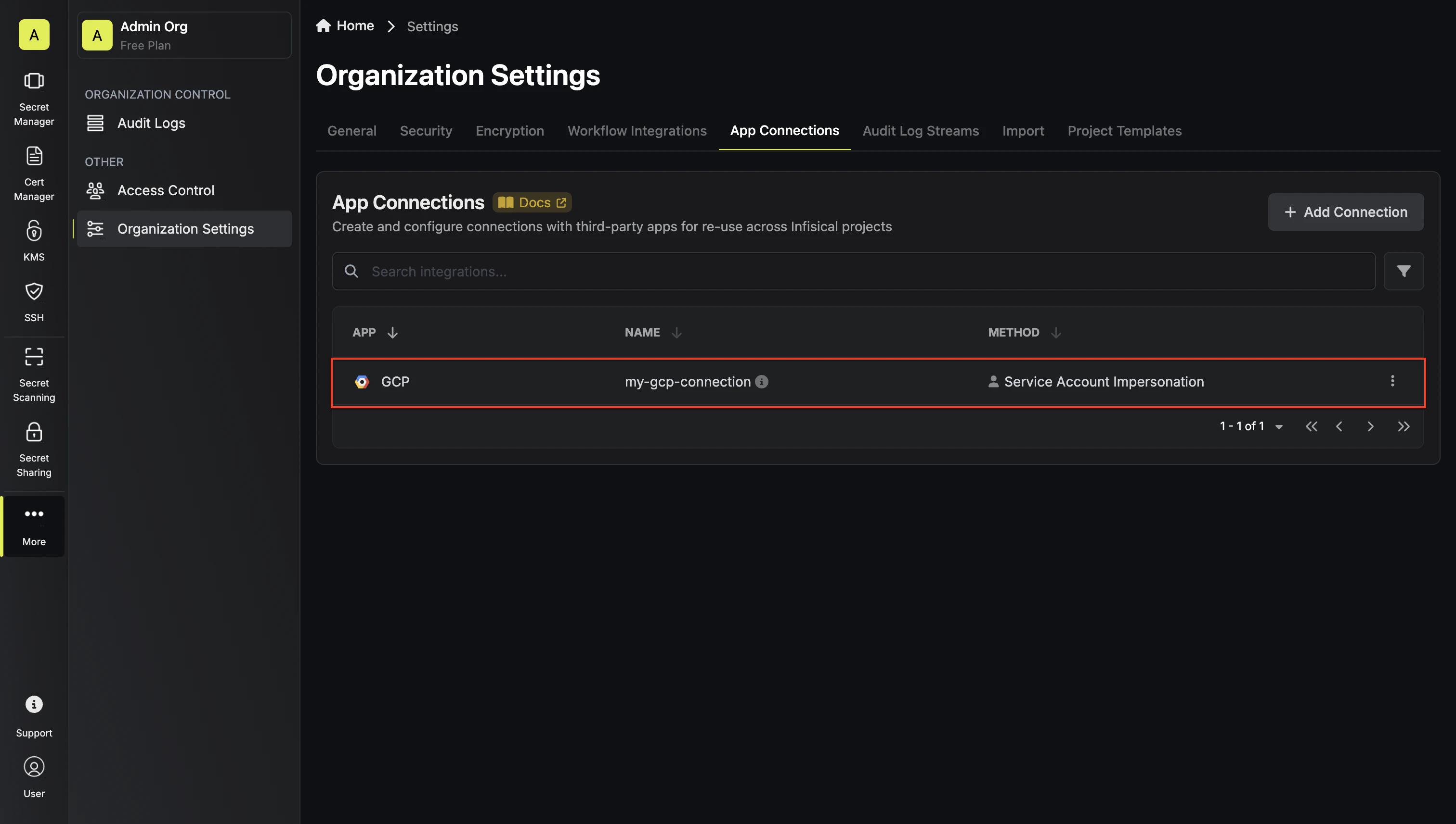 Impersonation GCP
Connection