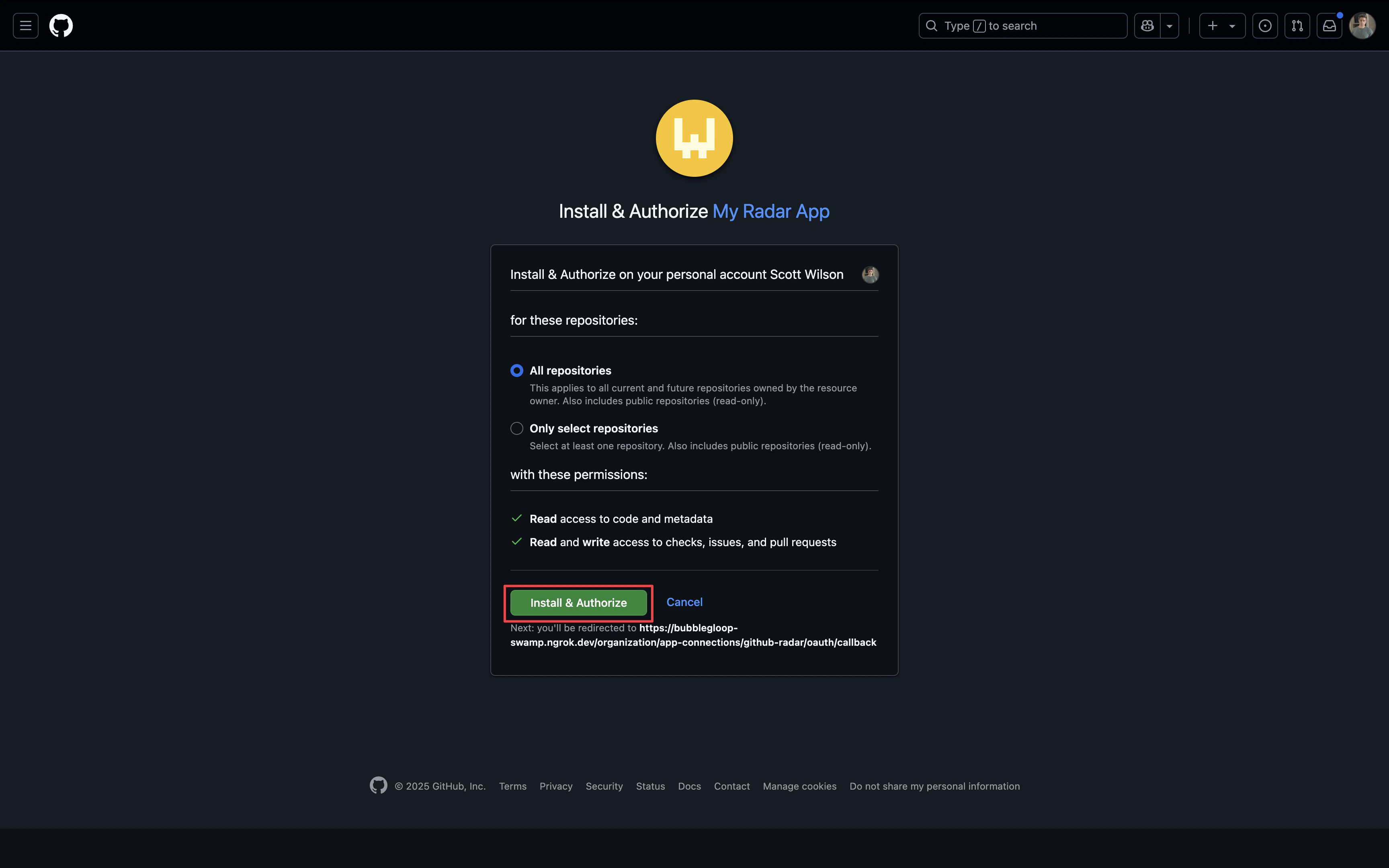 Install GitHub App