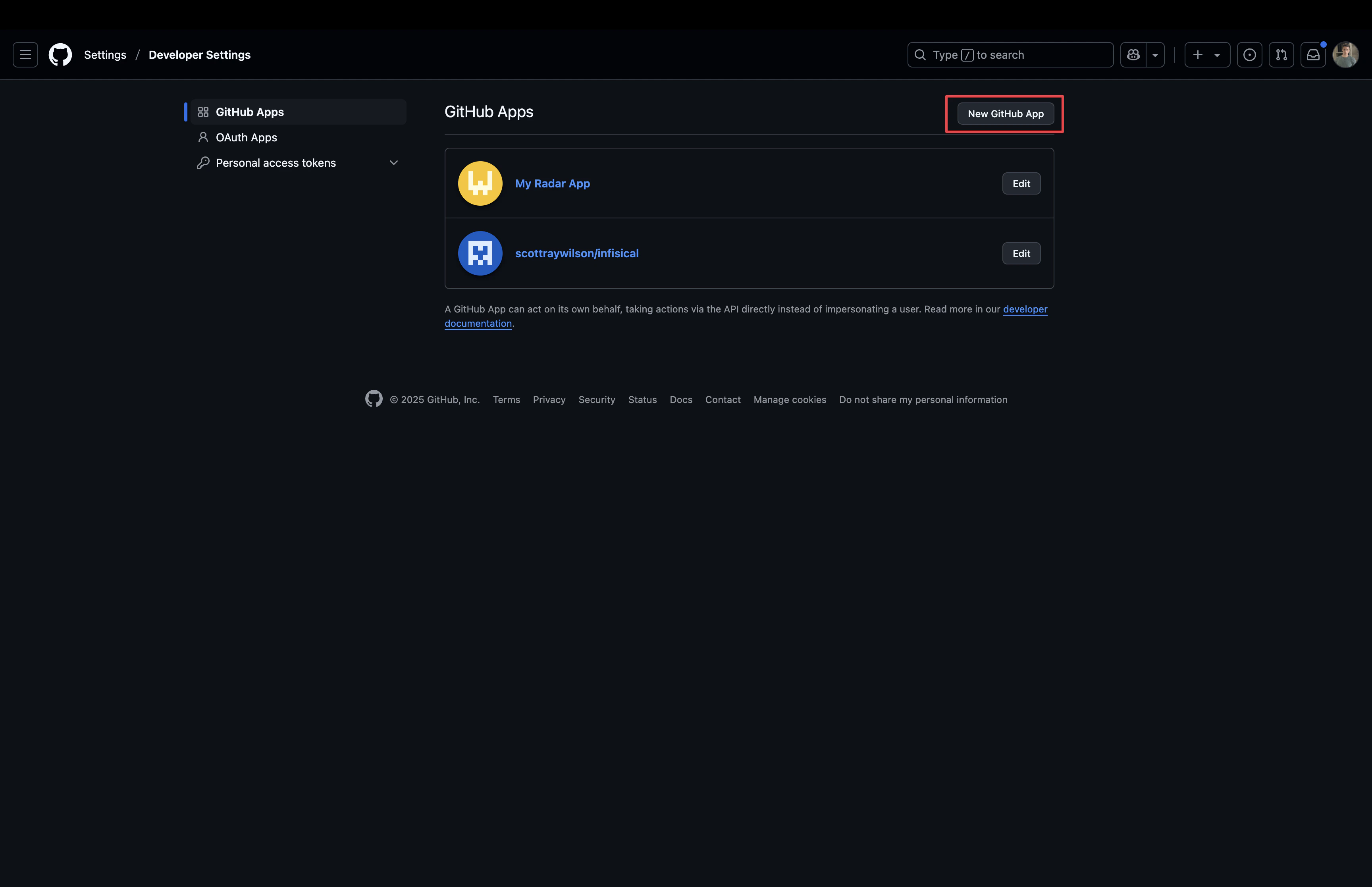 create github radar app