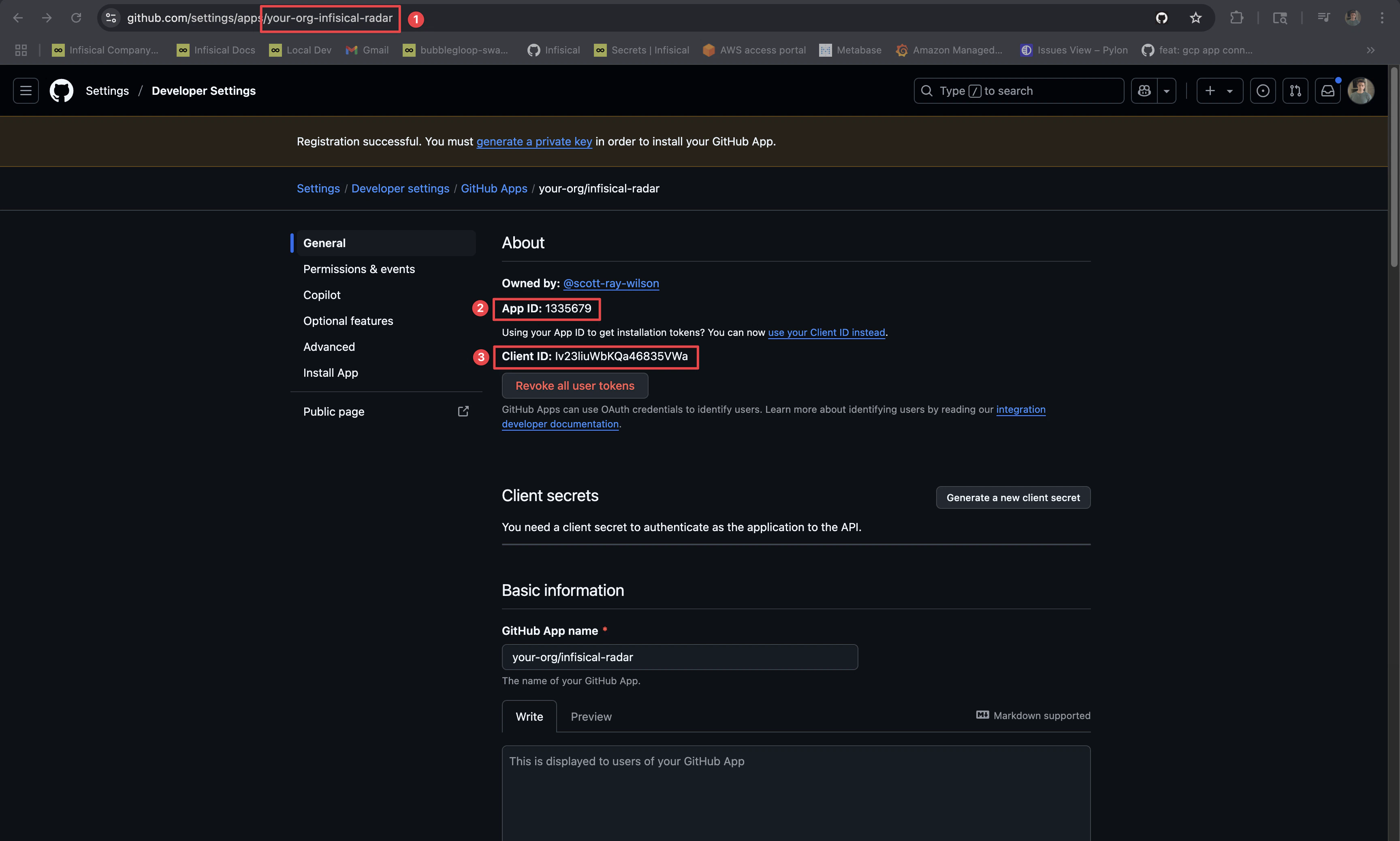 github radar app credentials