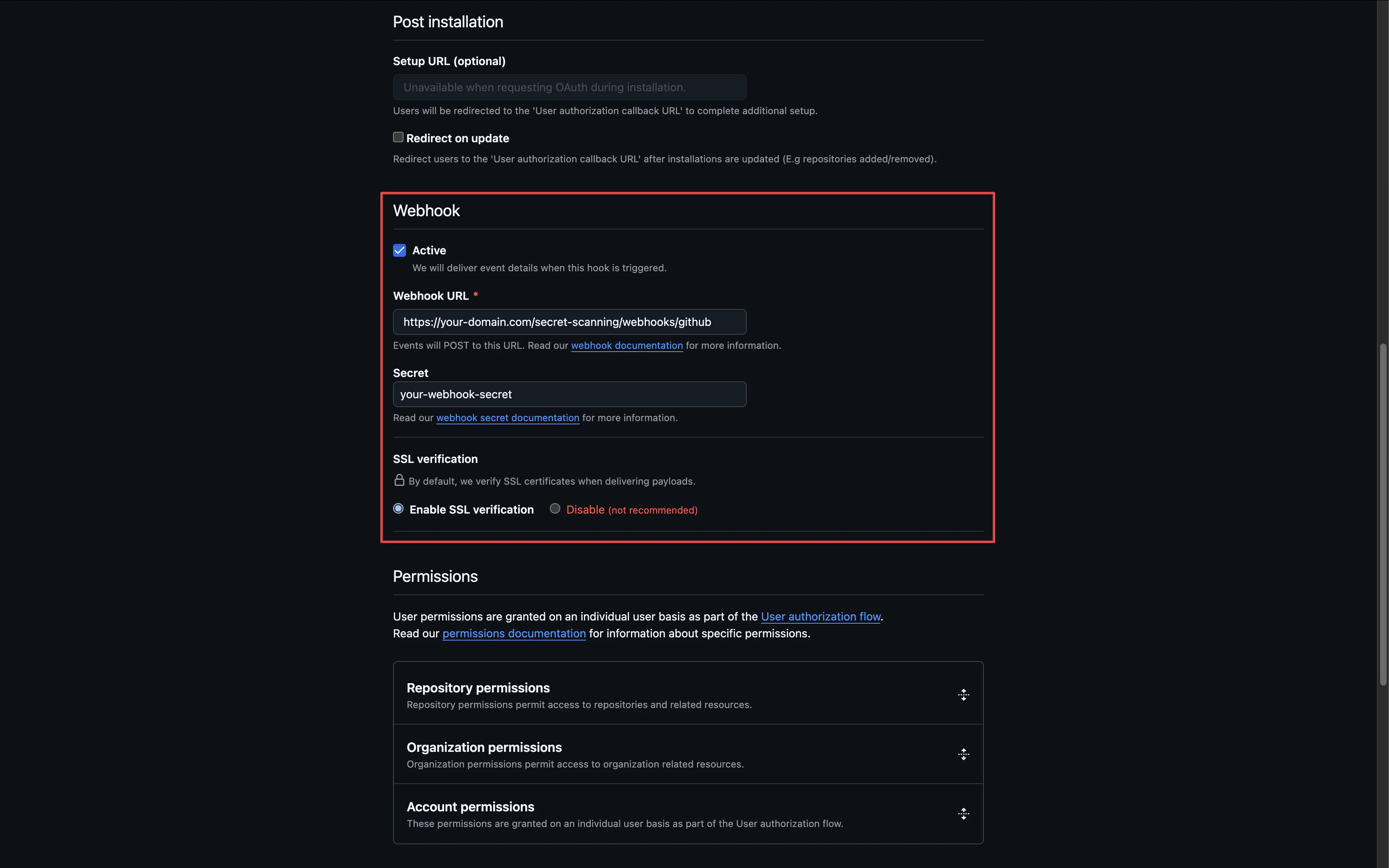 github radar app webhook