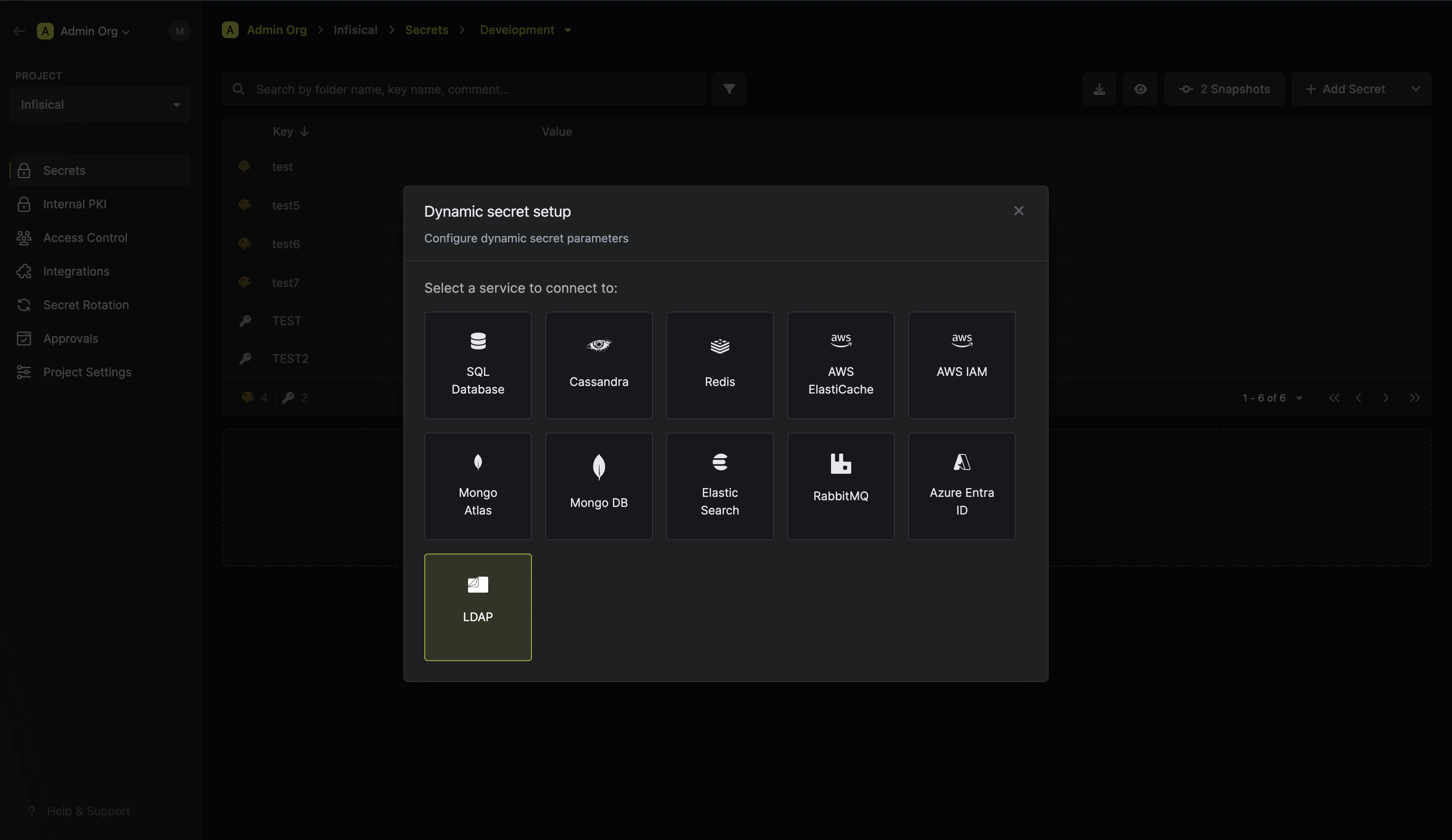 Dynamic Secret Modal