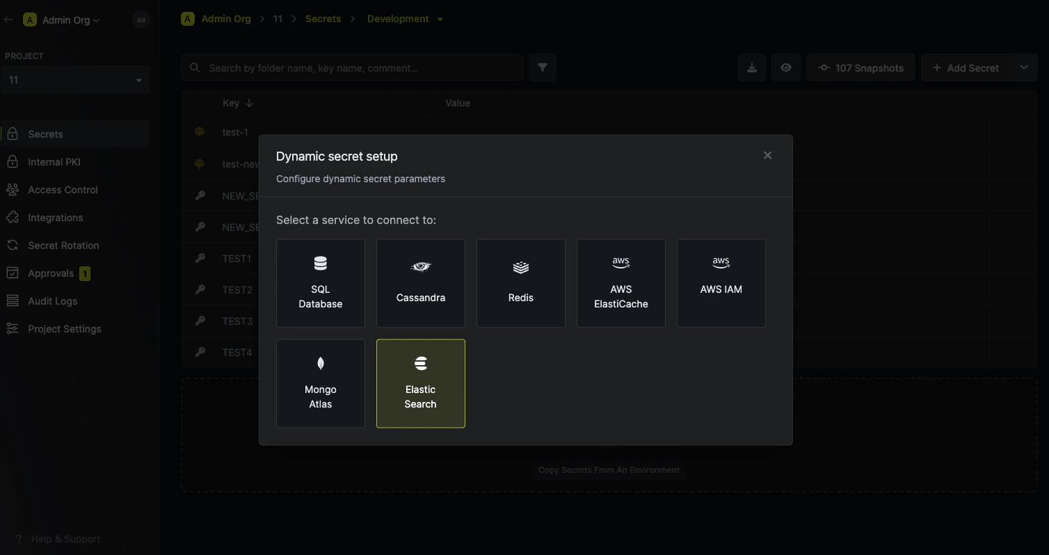 Dynamic Secret Modal
