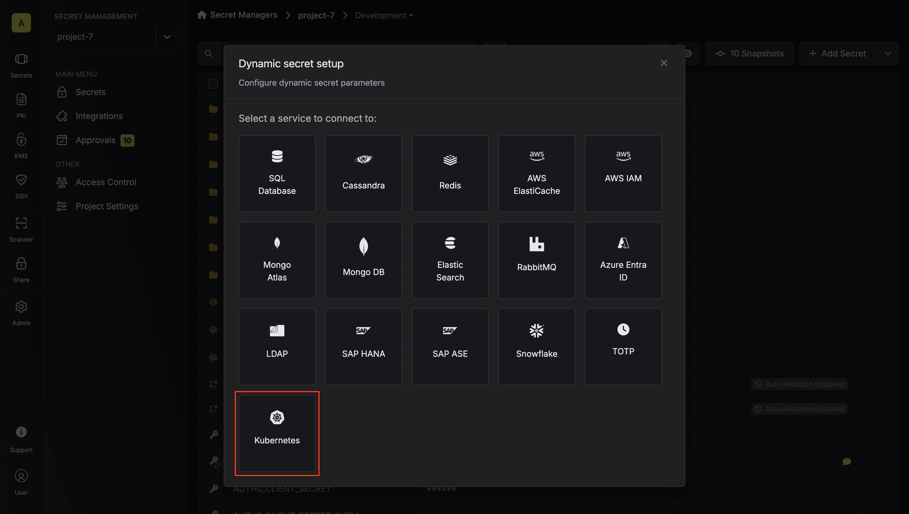 Dynamic Secret Modal