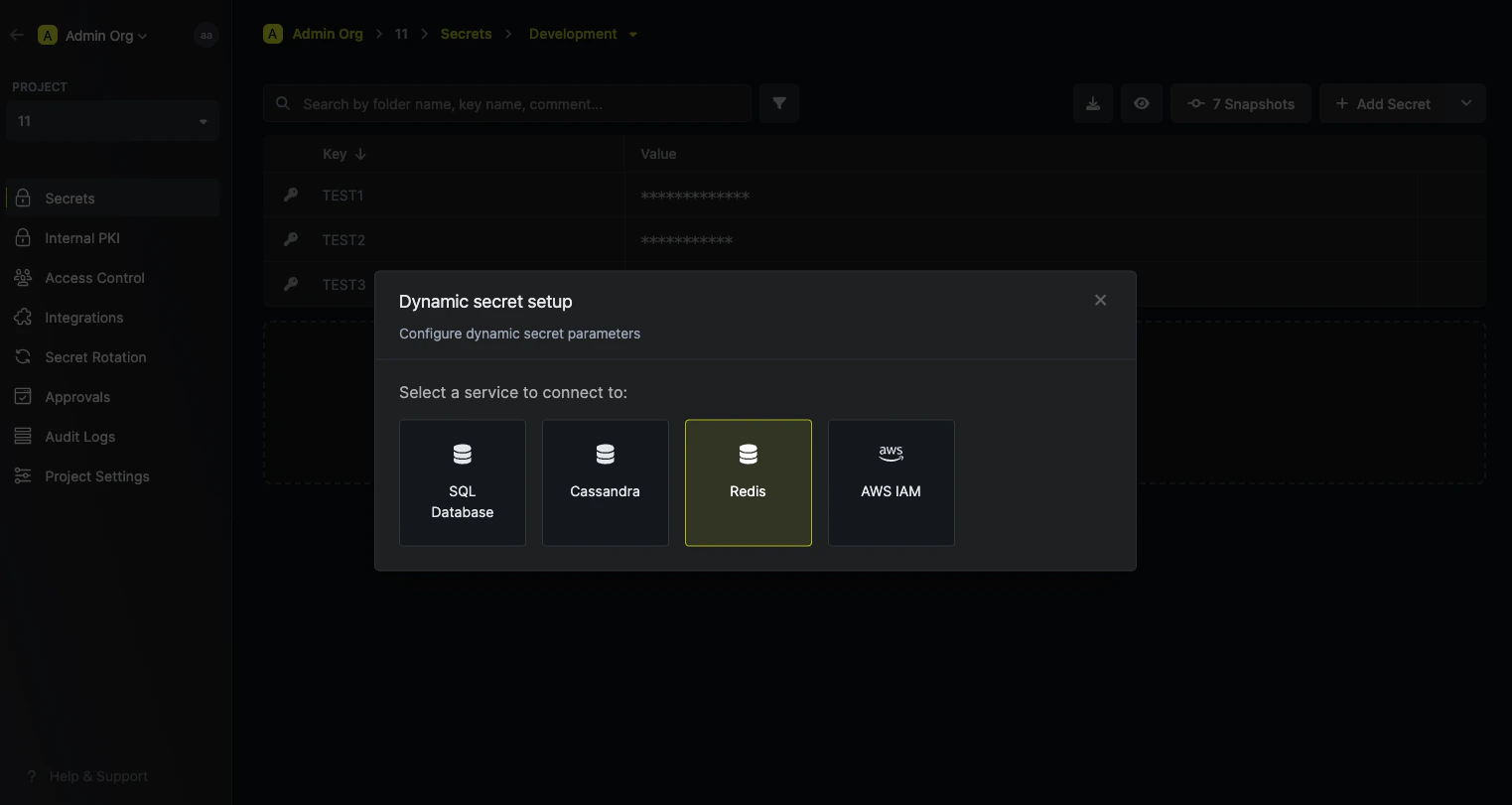 Dynamic Secret Modal