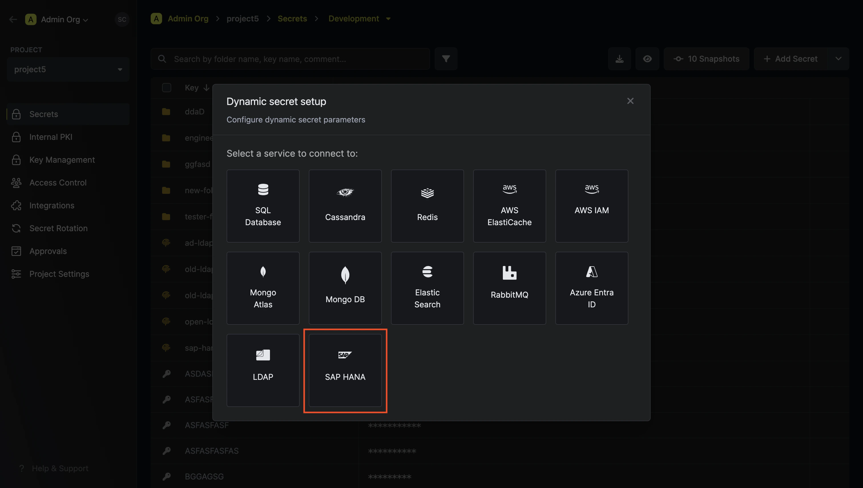Dynamic Secret Modal