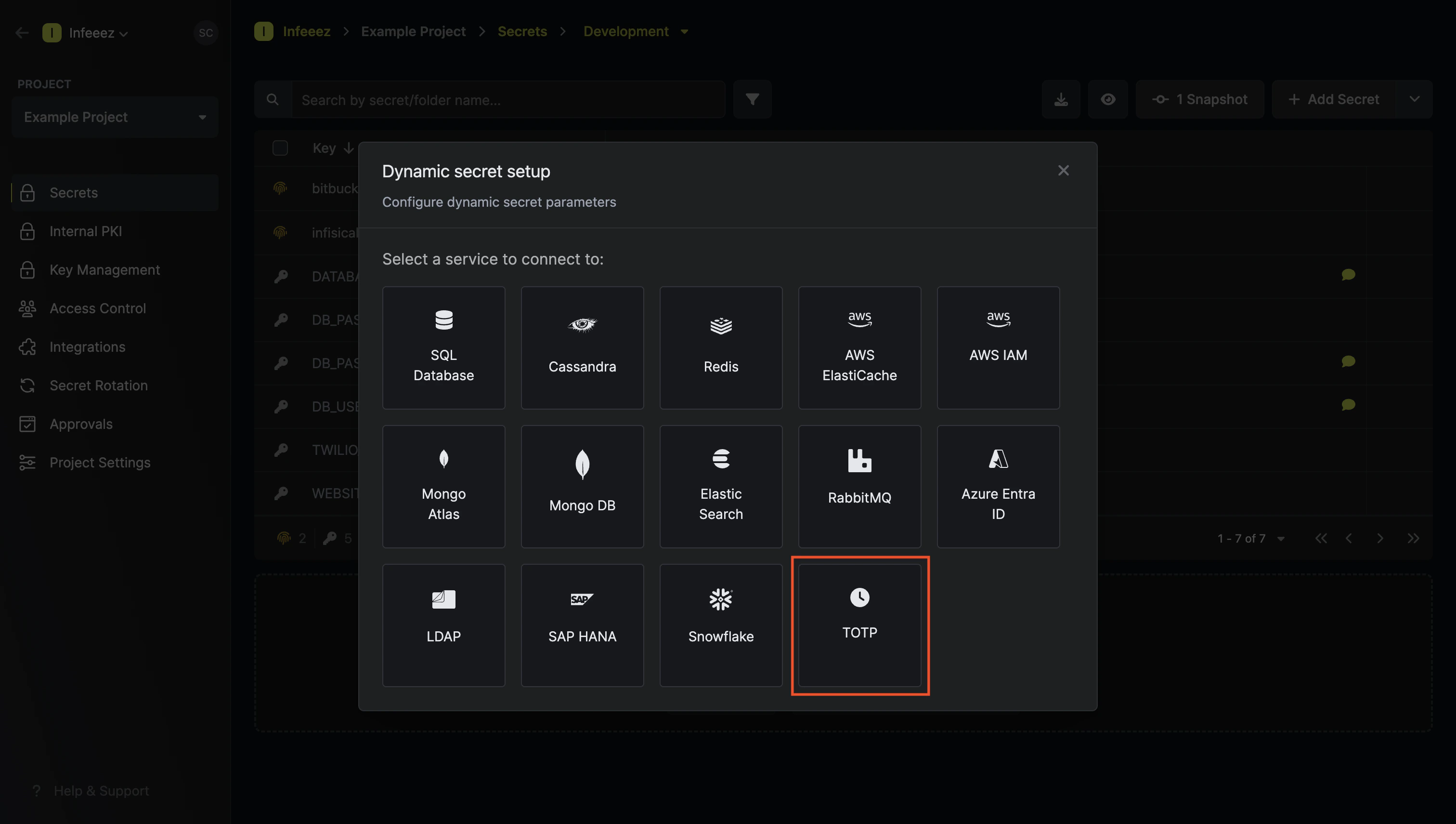 Dynamic Secret Modal