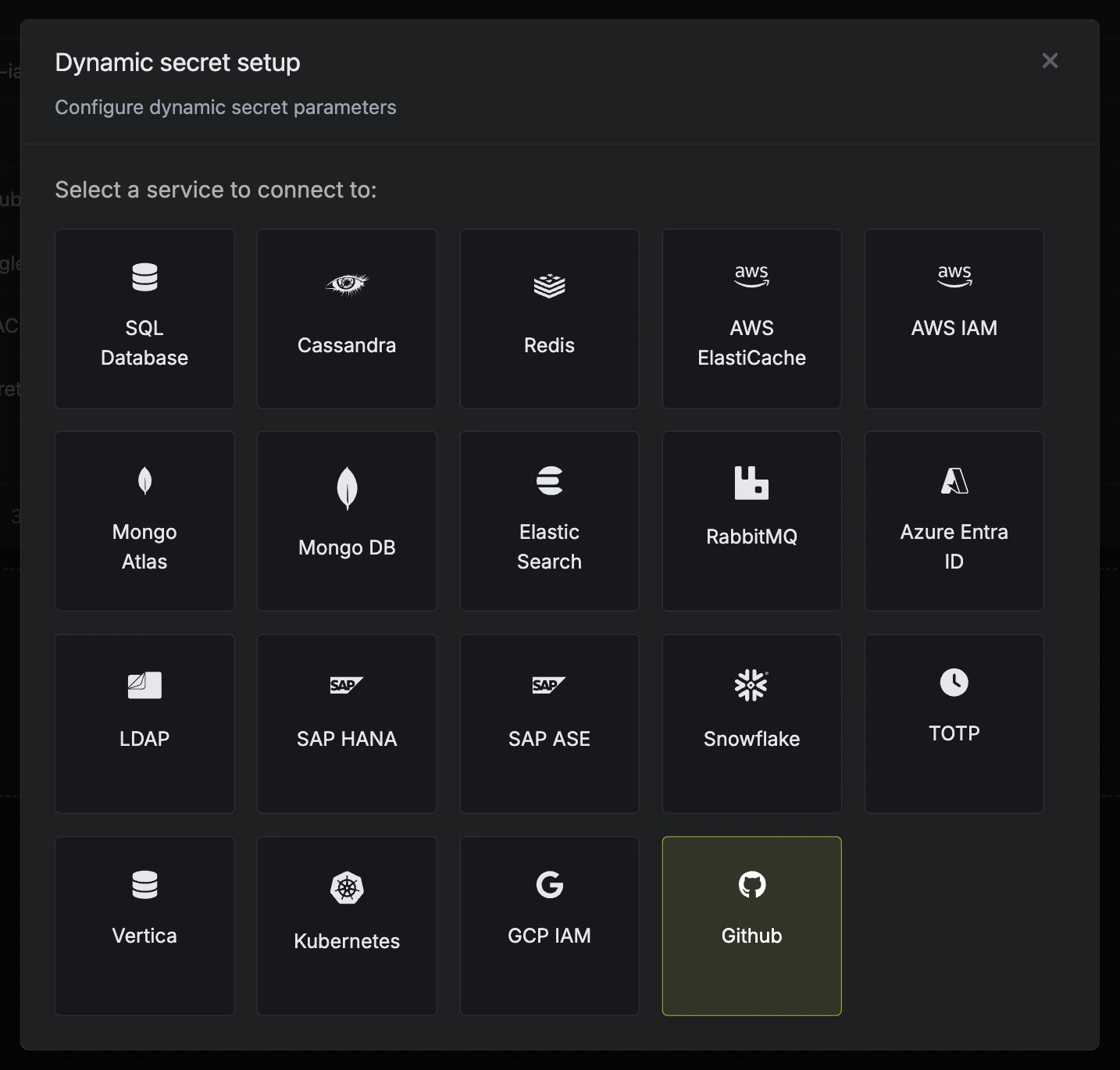 Dynamic Secret Modal