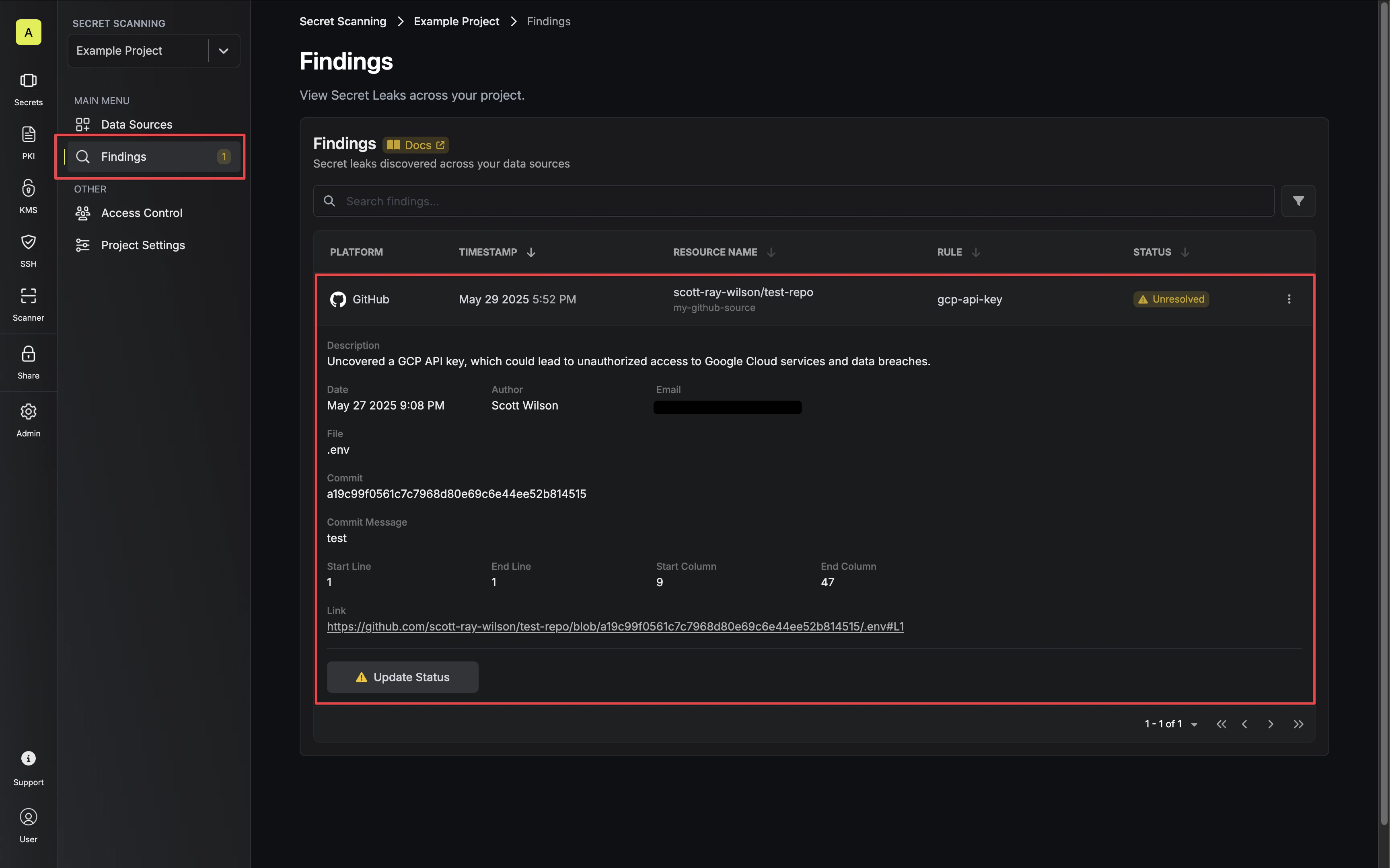 Findings Page