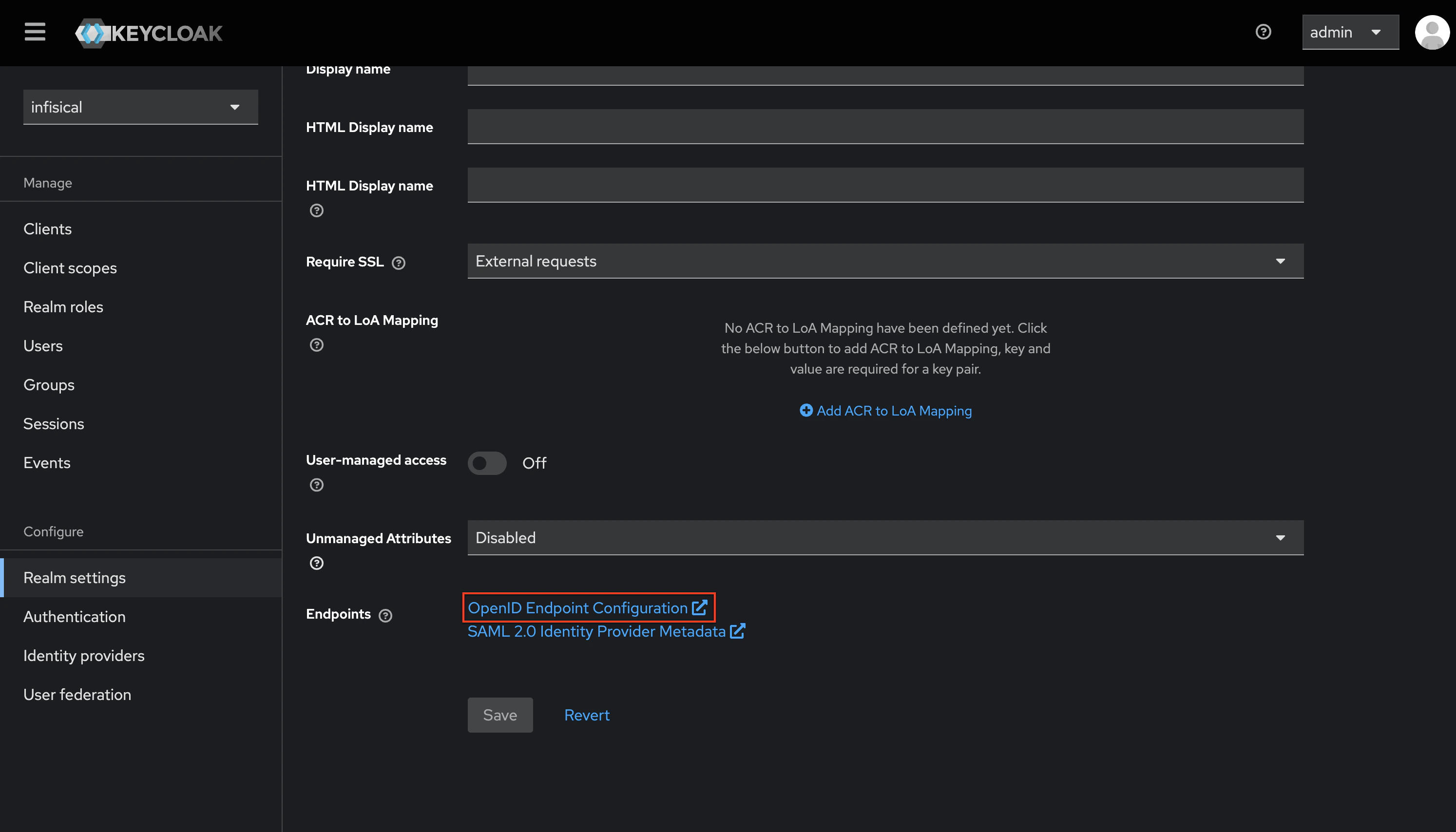 OIDC keycloak realm OIDC metadata