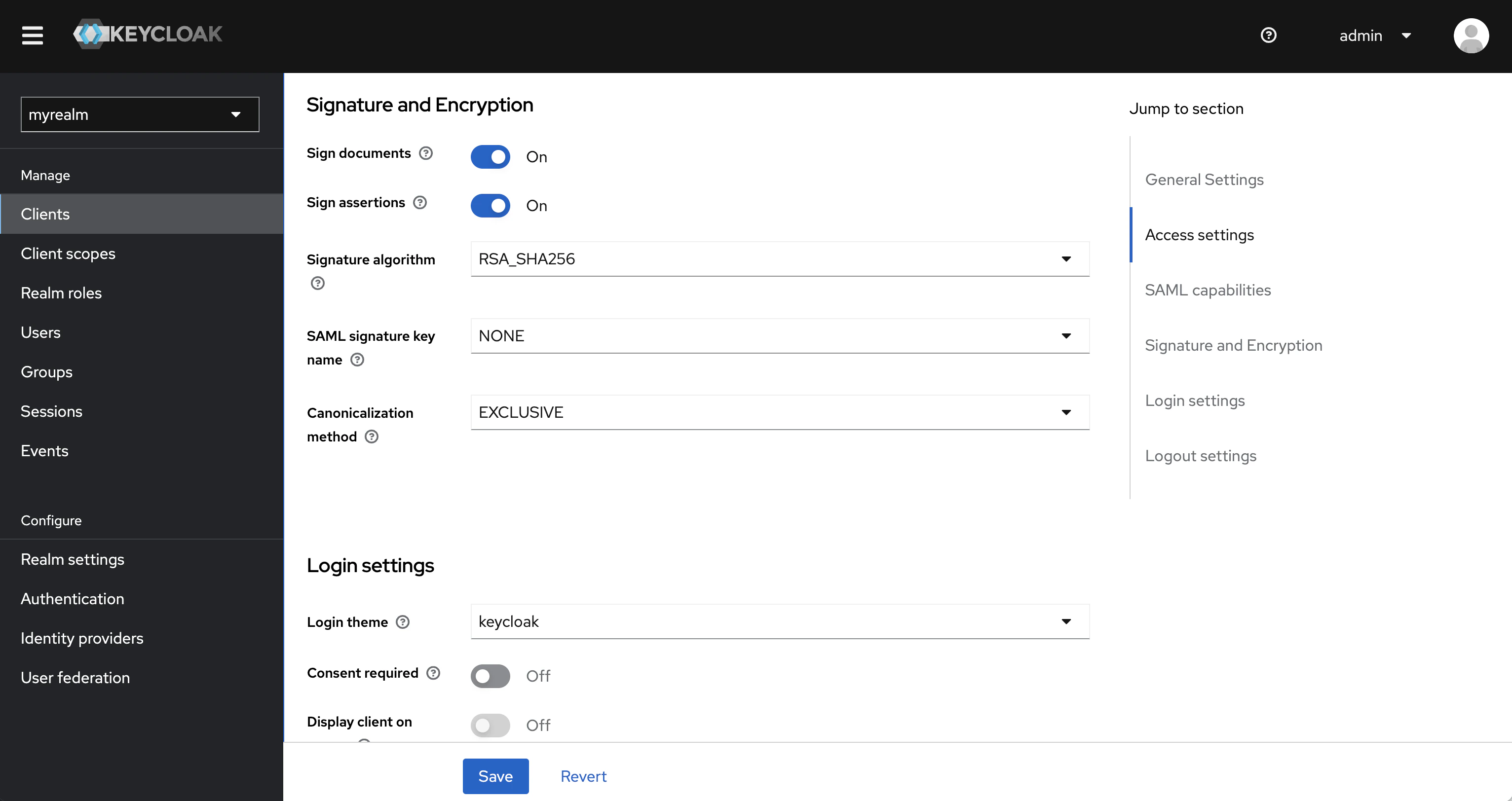 SAML keycloak client signature encryption