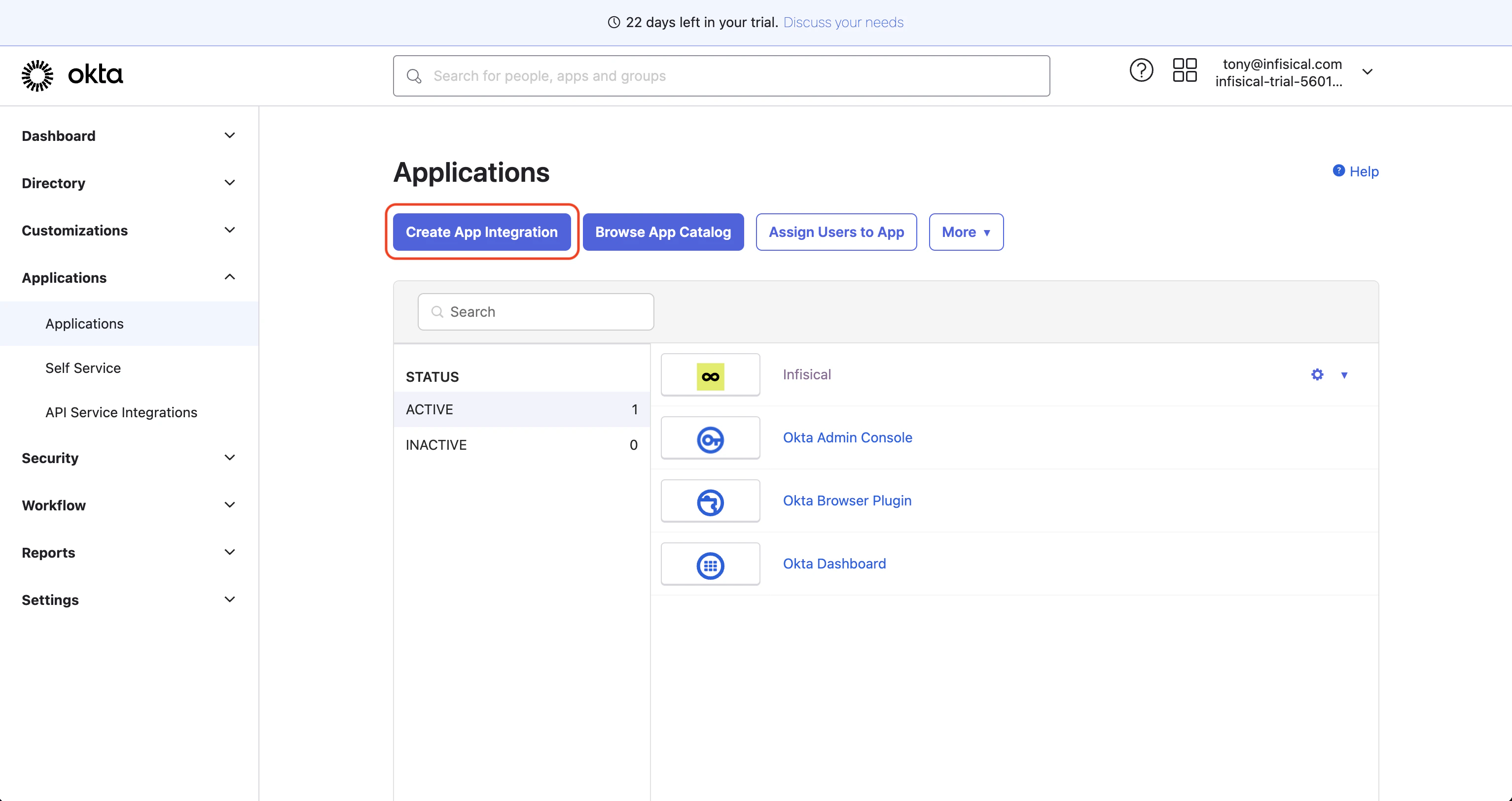 SAML Okta create app integration