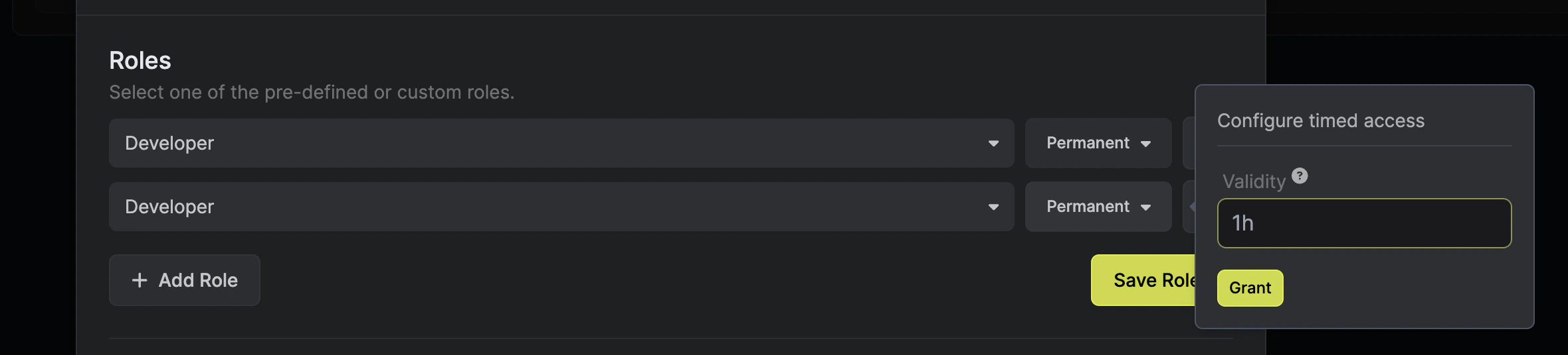 Configure temp access