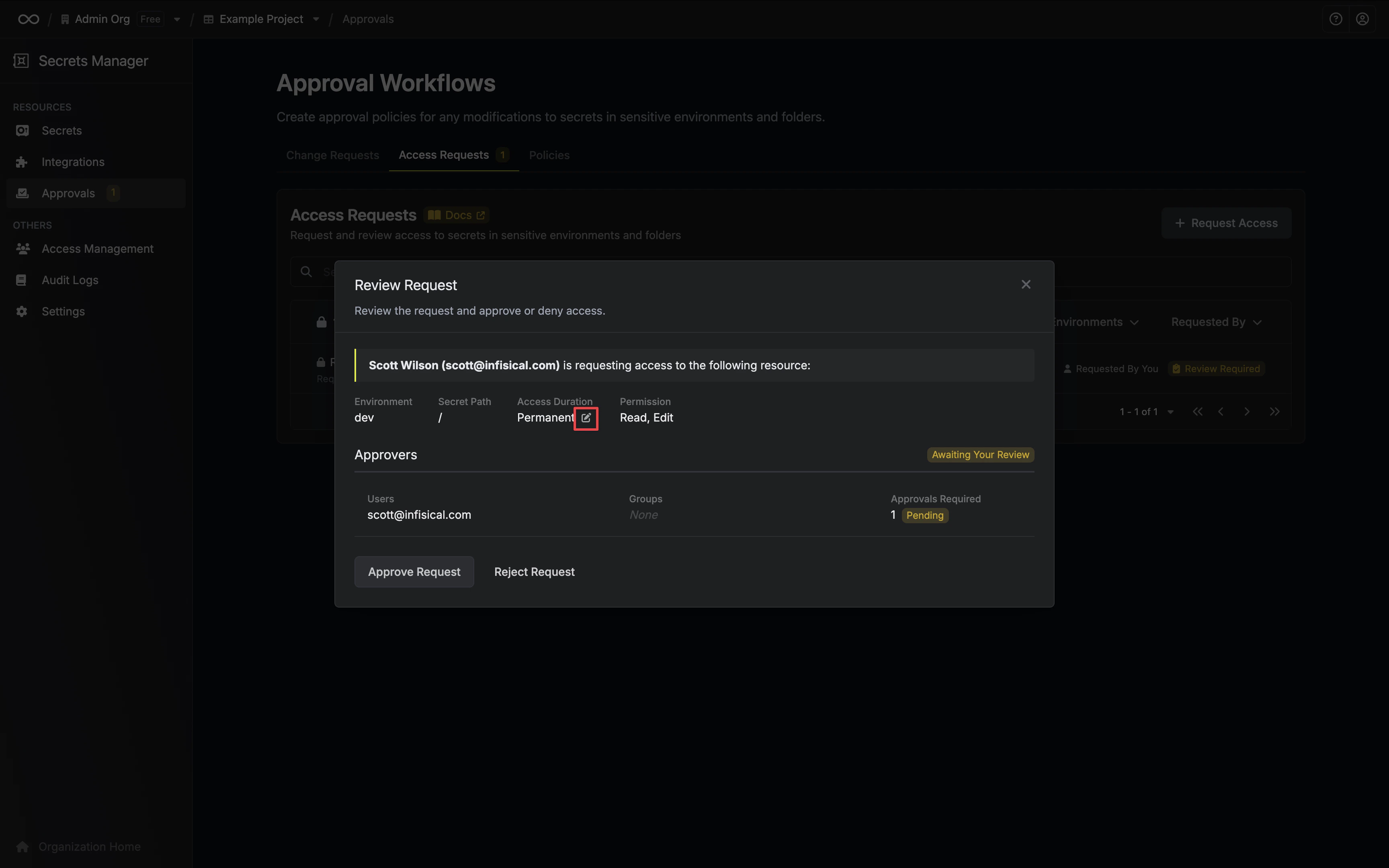 Edit Access Request