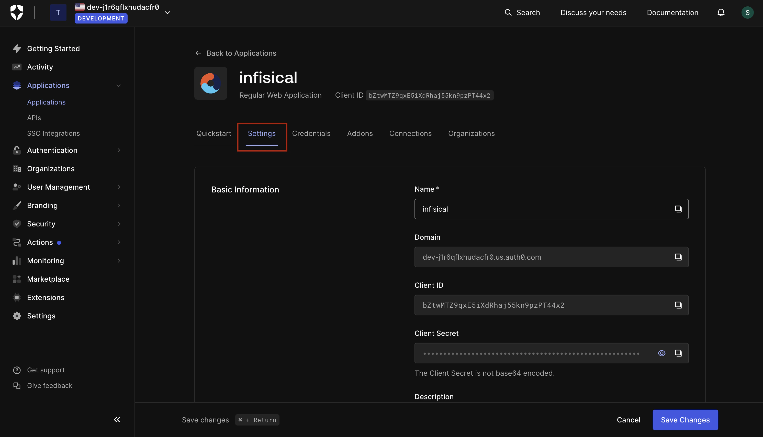 OIDC auth0 list of applications