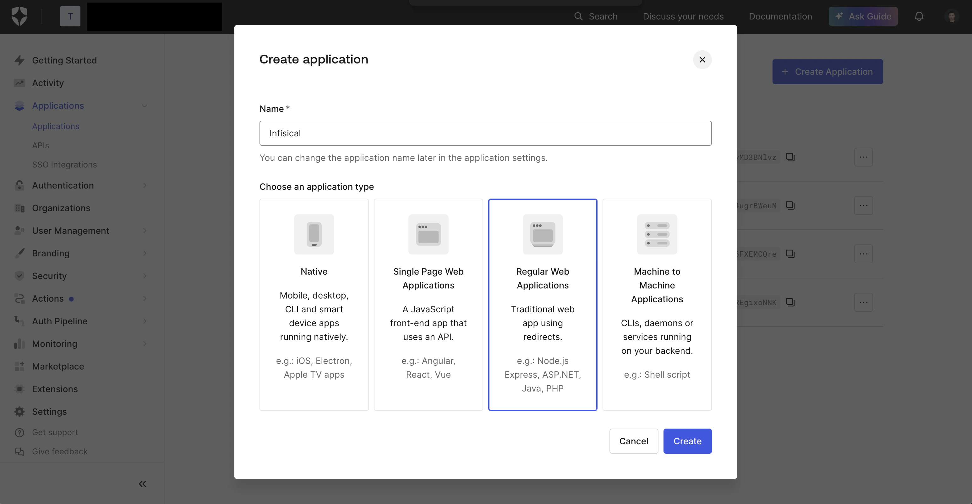 Auth0 SAML app creation