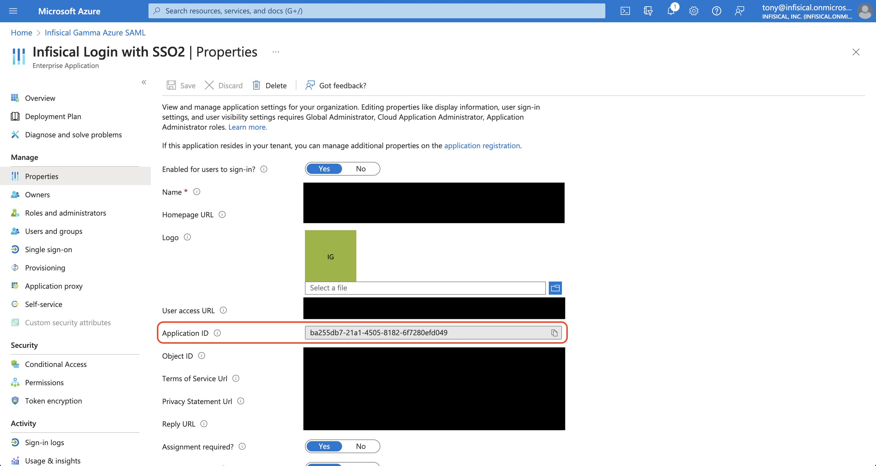 Azure SAML identity provider values 2