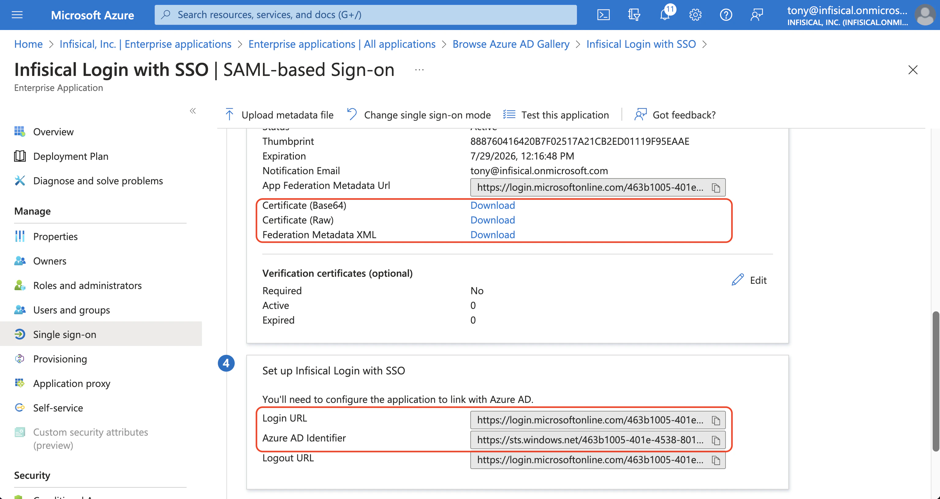 Azure SAML identity provider values 1
