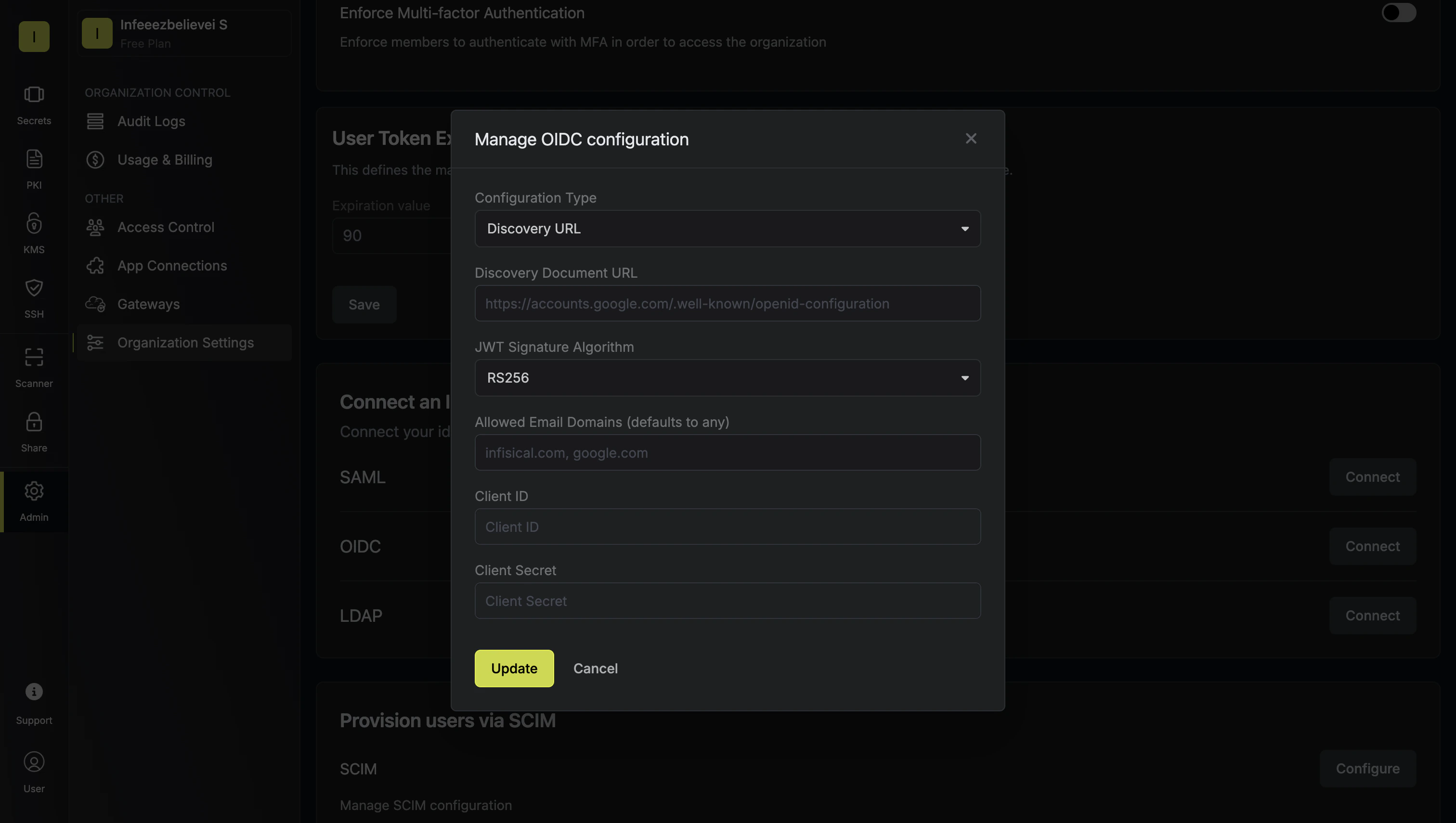 OIDC general discovery config