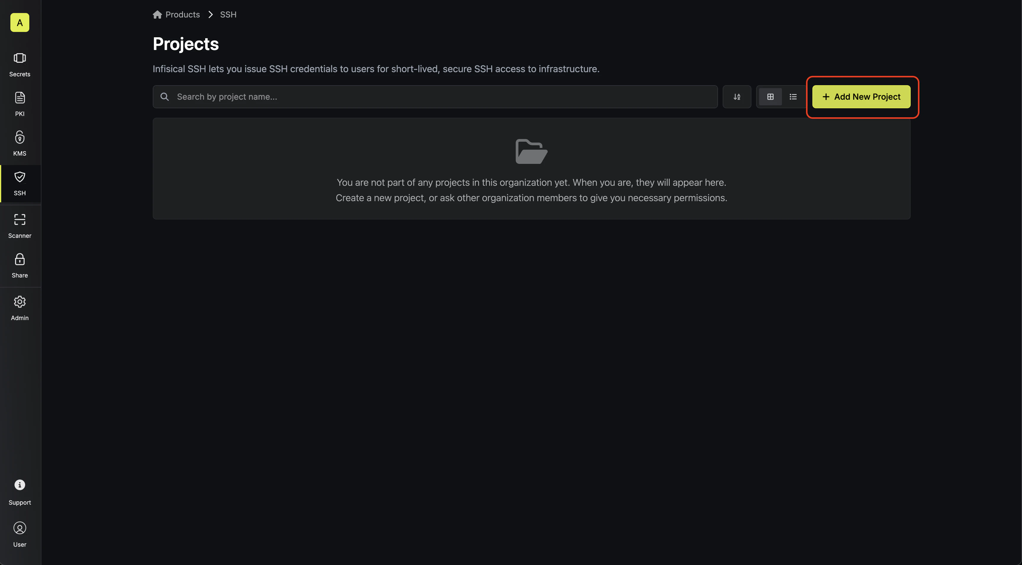 ssh project create