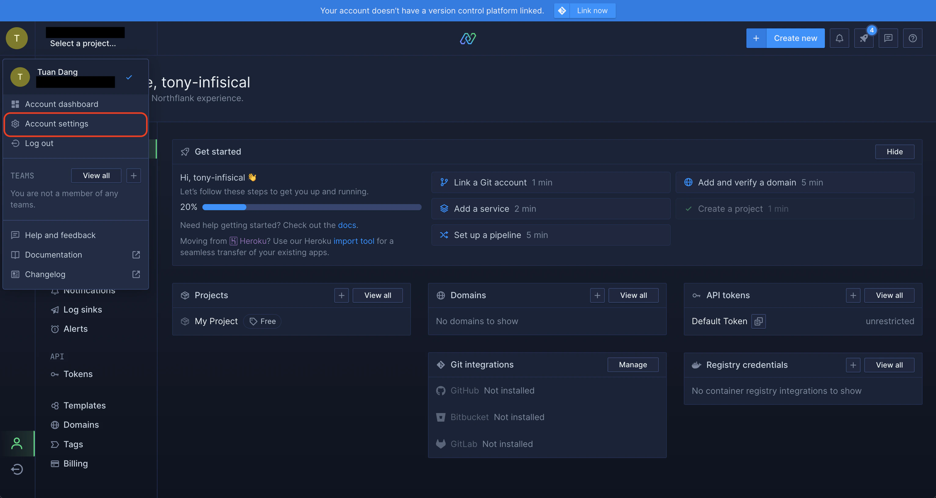 integrations northflank dashboard