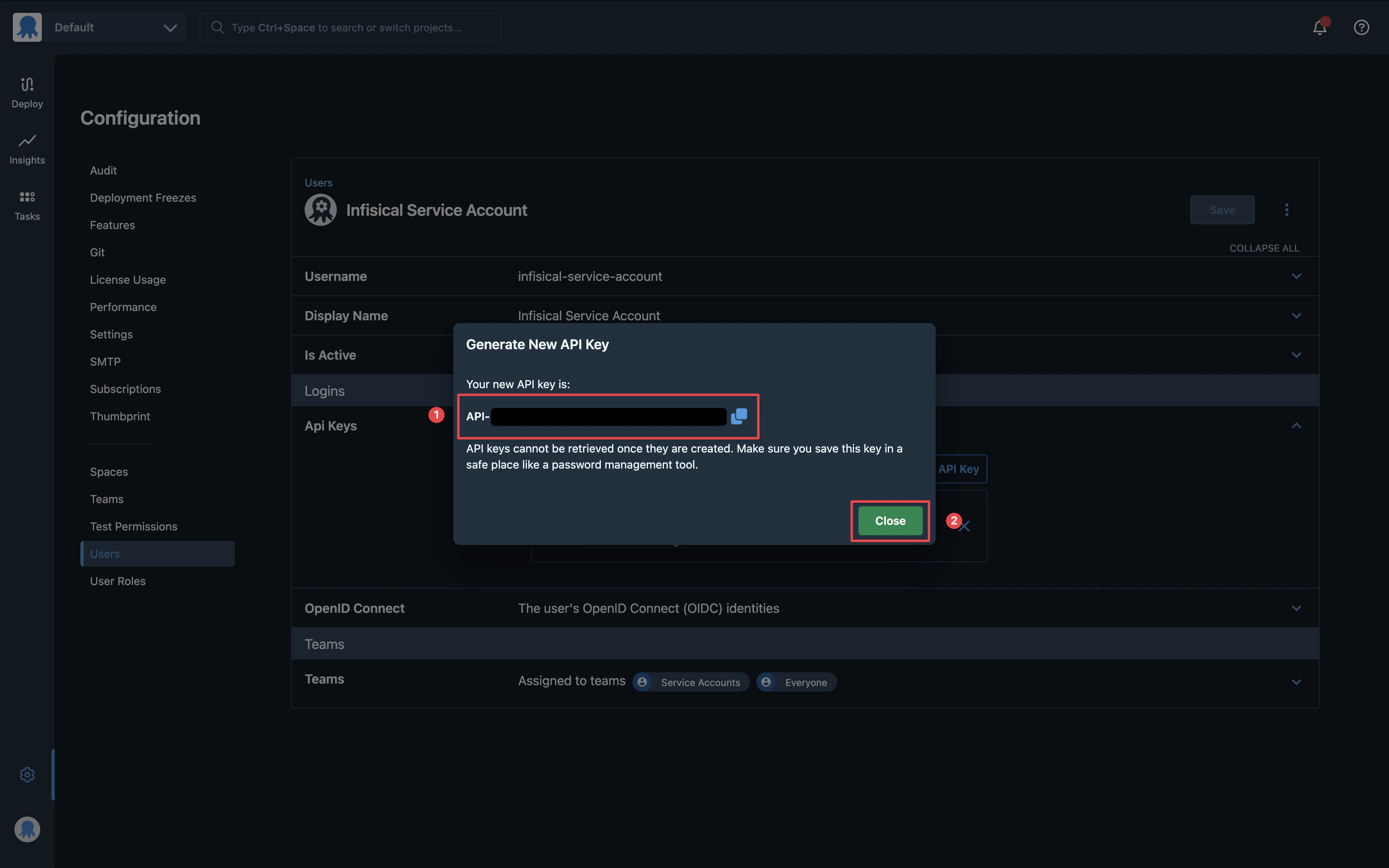 integrations octopus deploy
copy api key