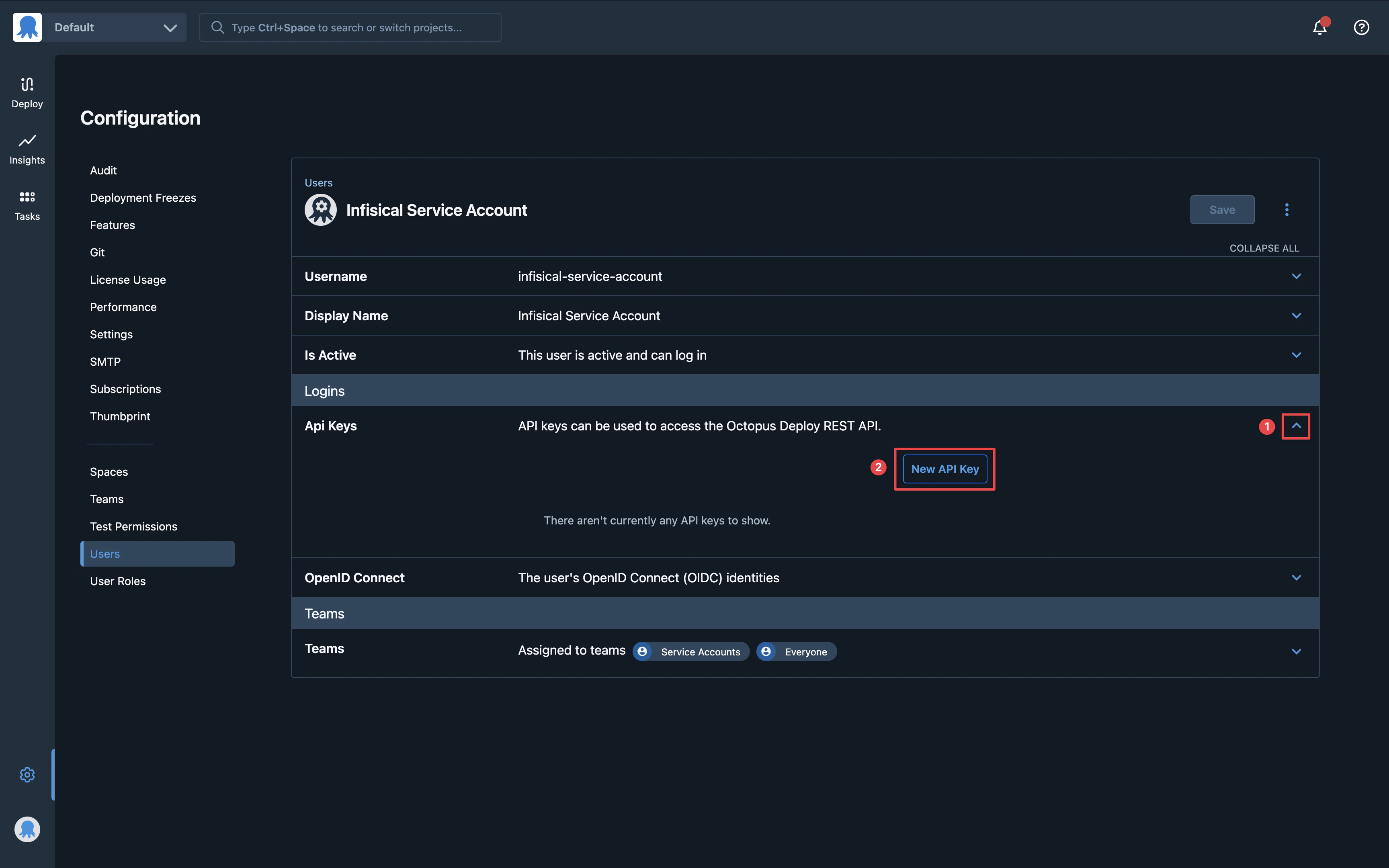 integrations octopus deploy
new api key