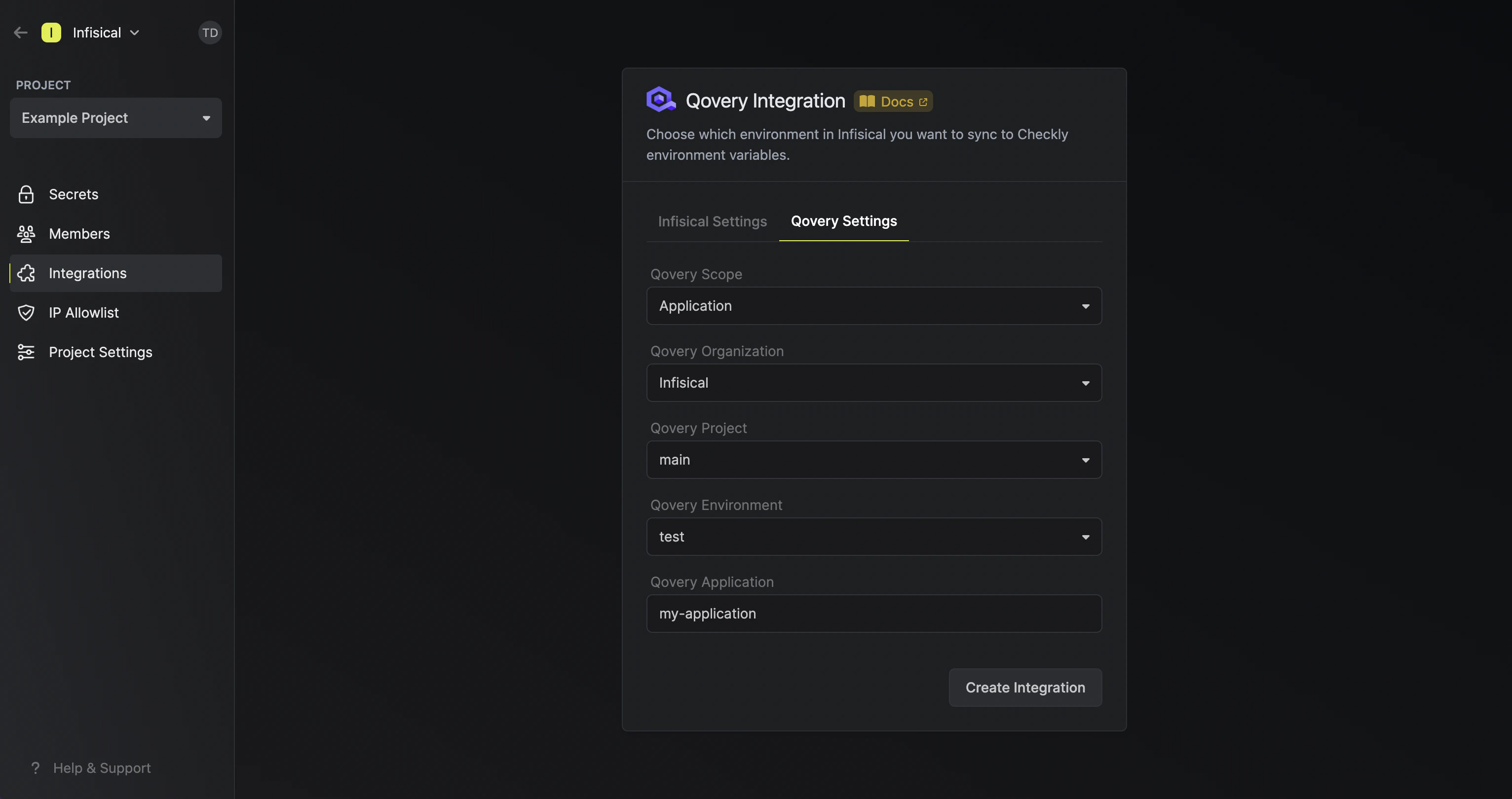 integrations qovery create
