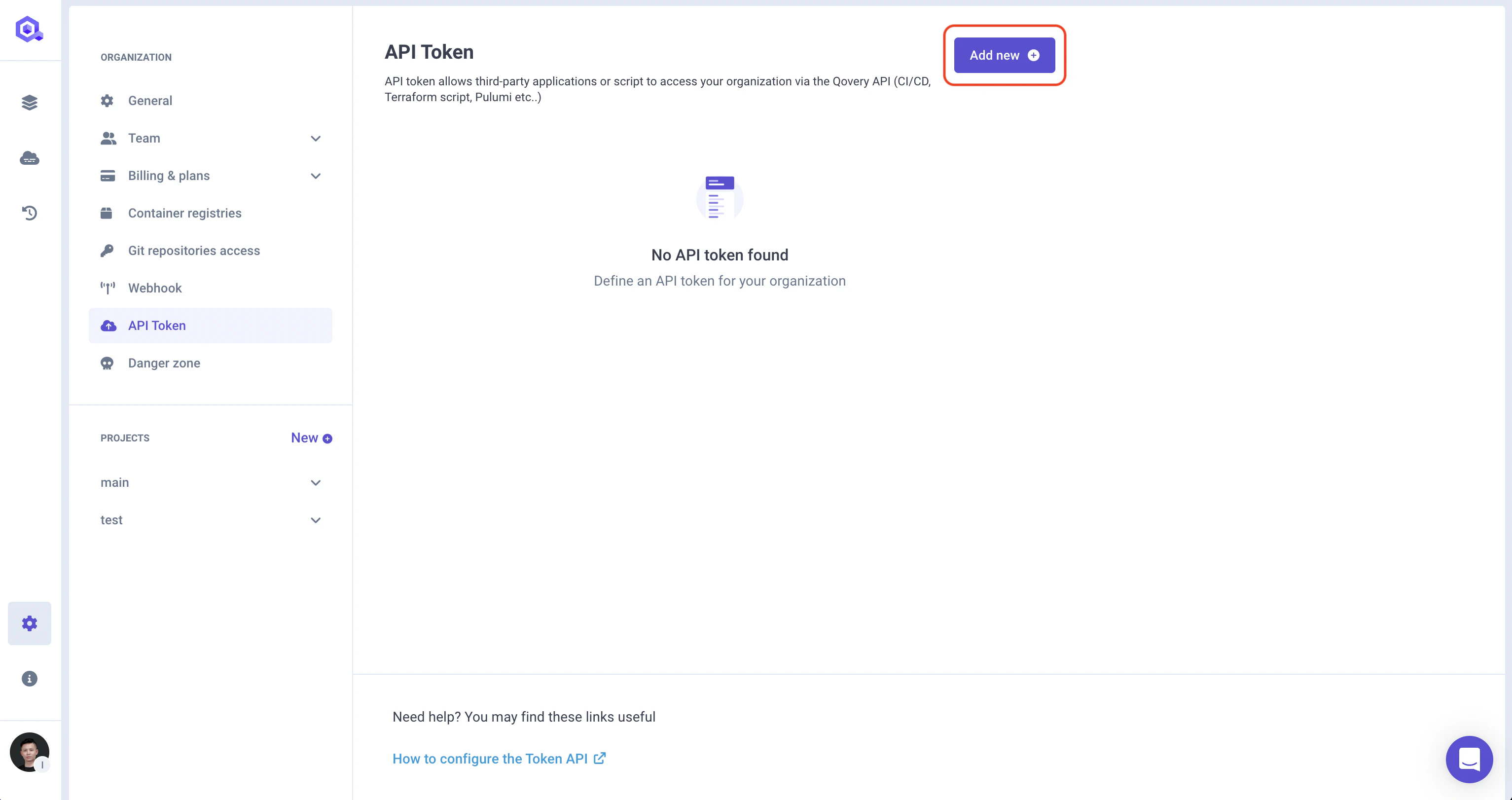 integrations qovery api token