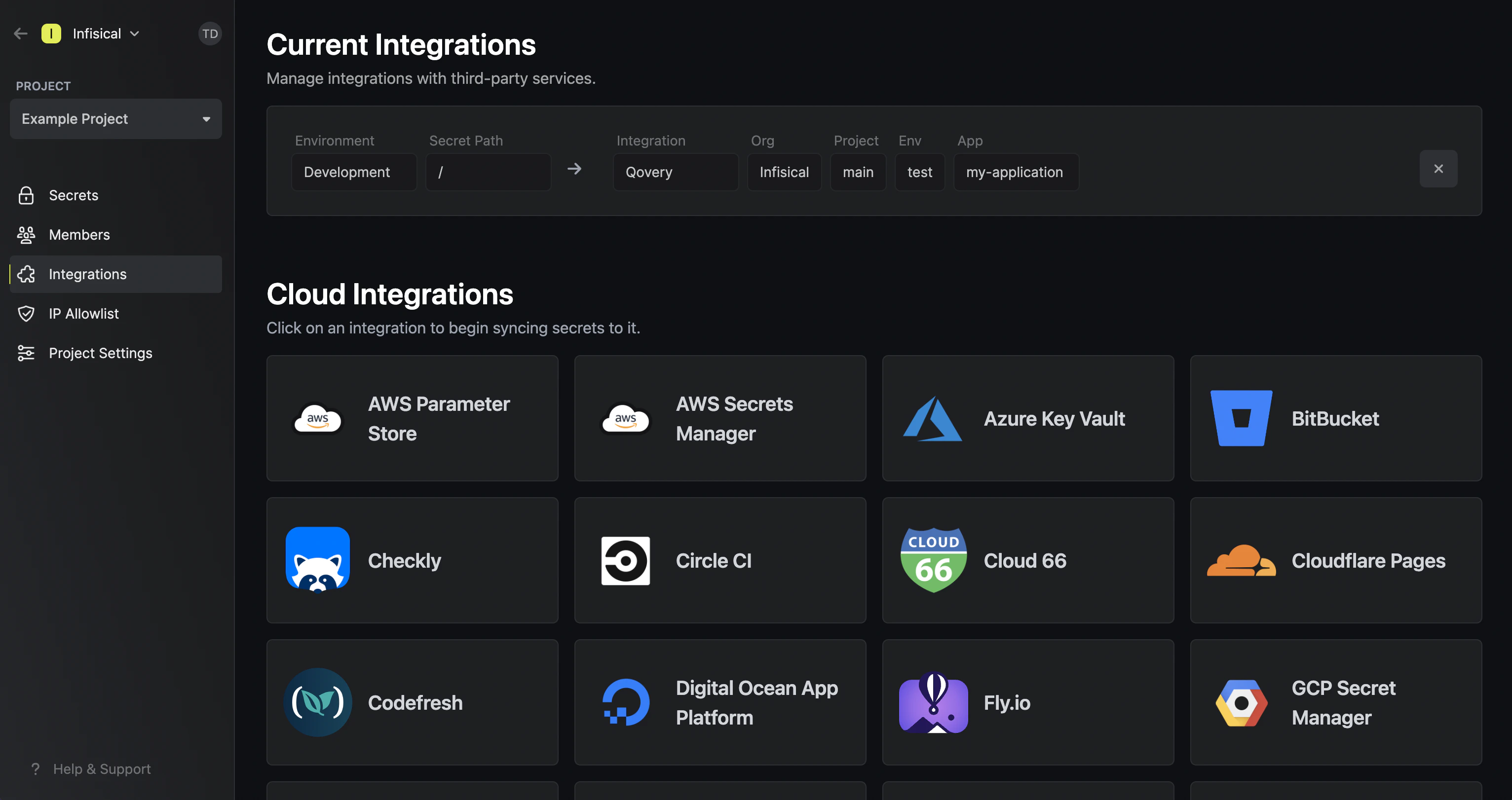 integrations qovery settings