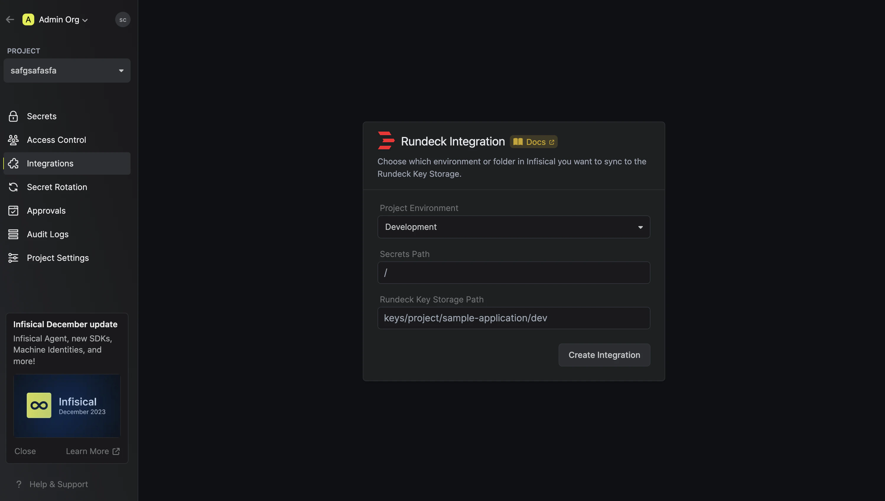 create integration rundeck