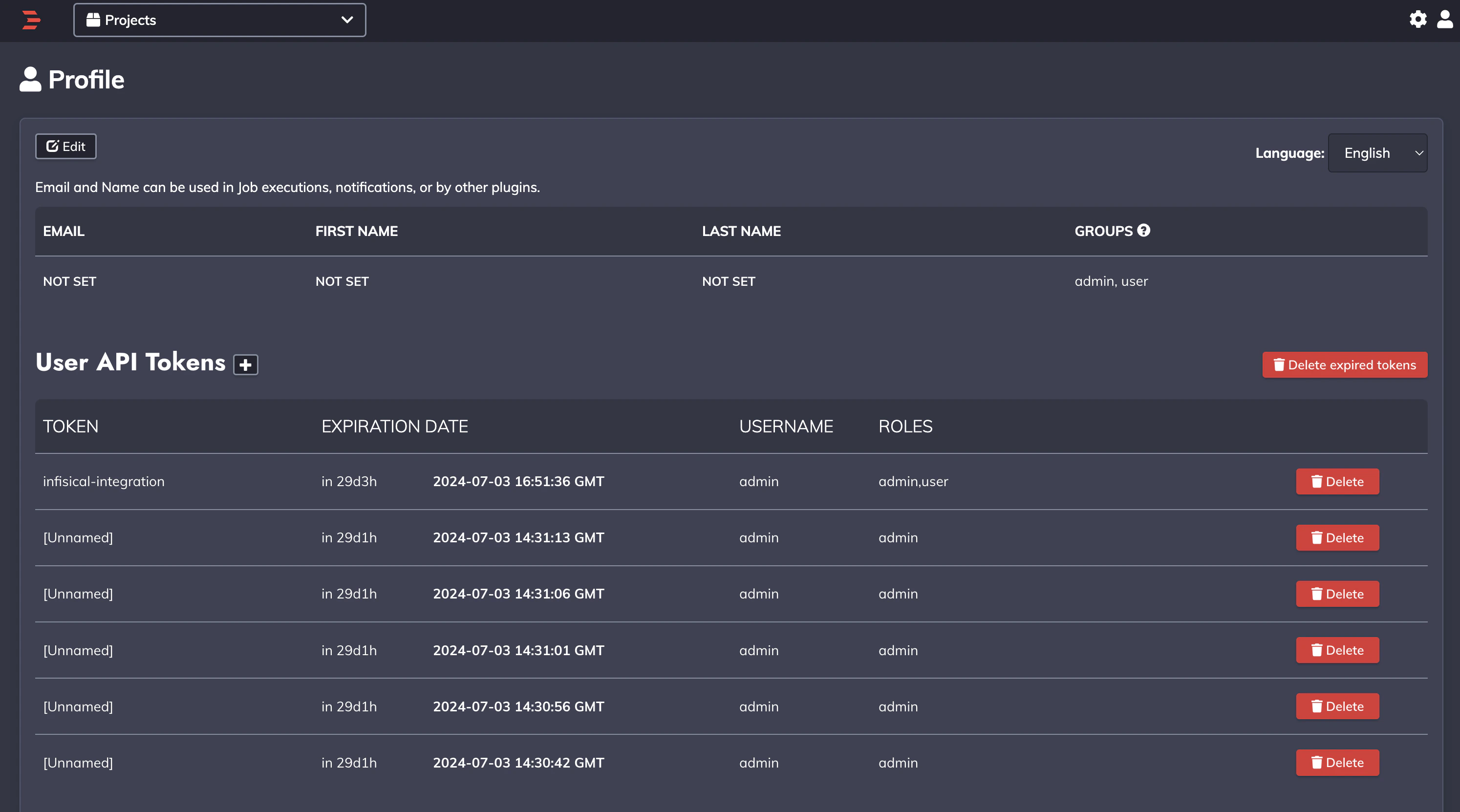 integrations rundeck token