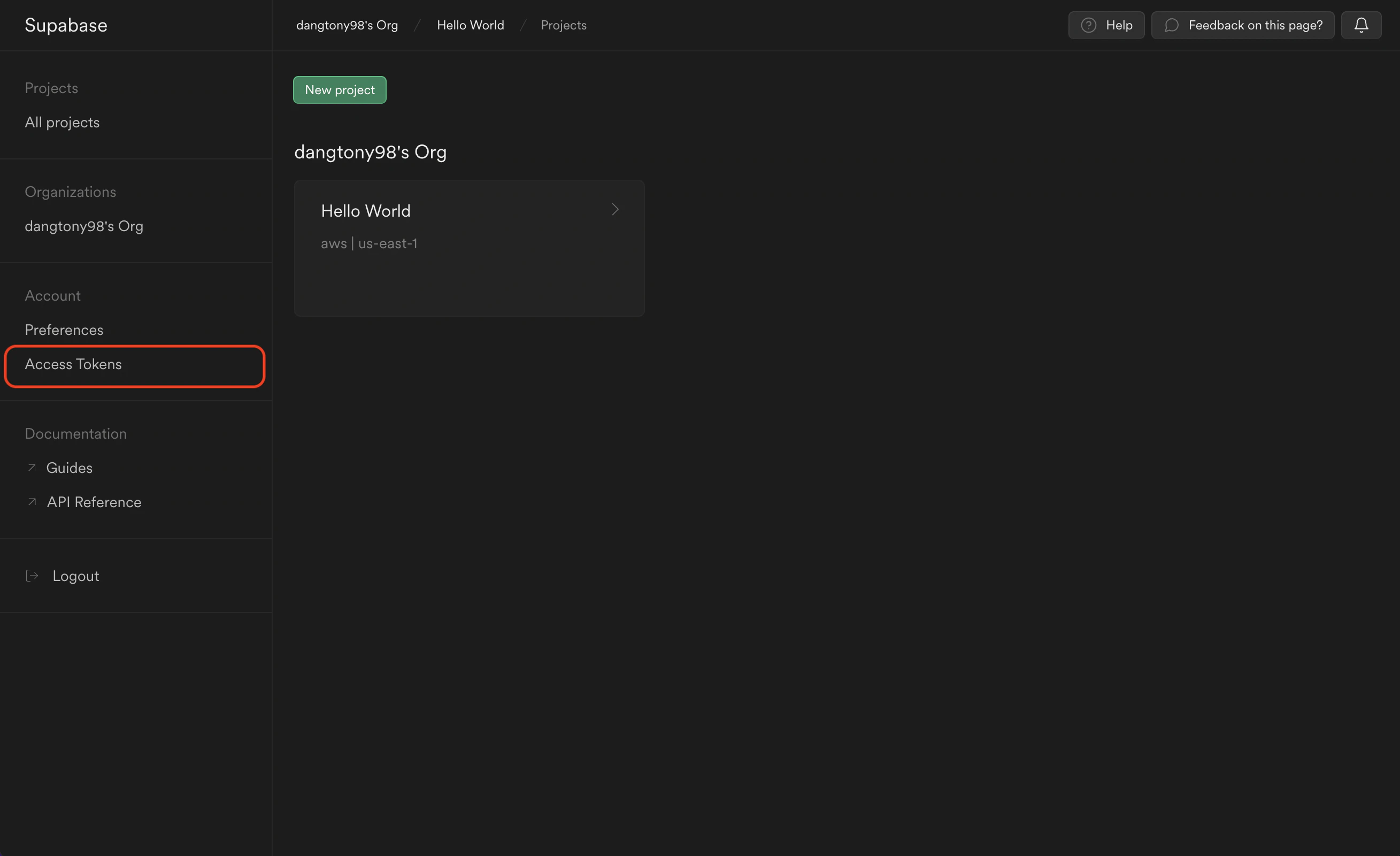 integrations supabase dashboard