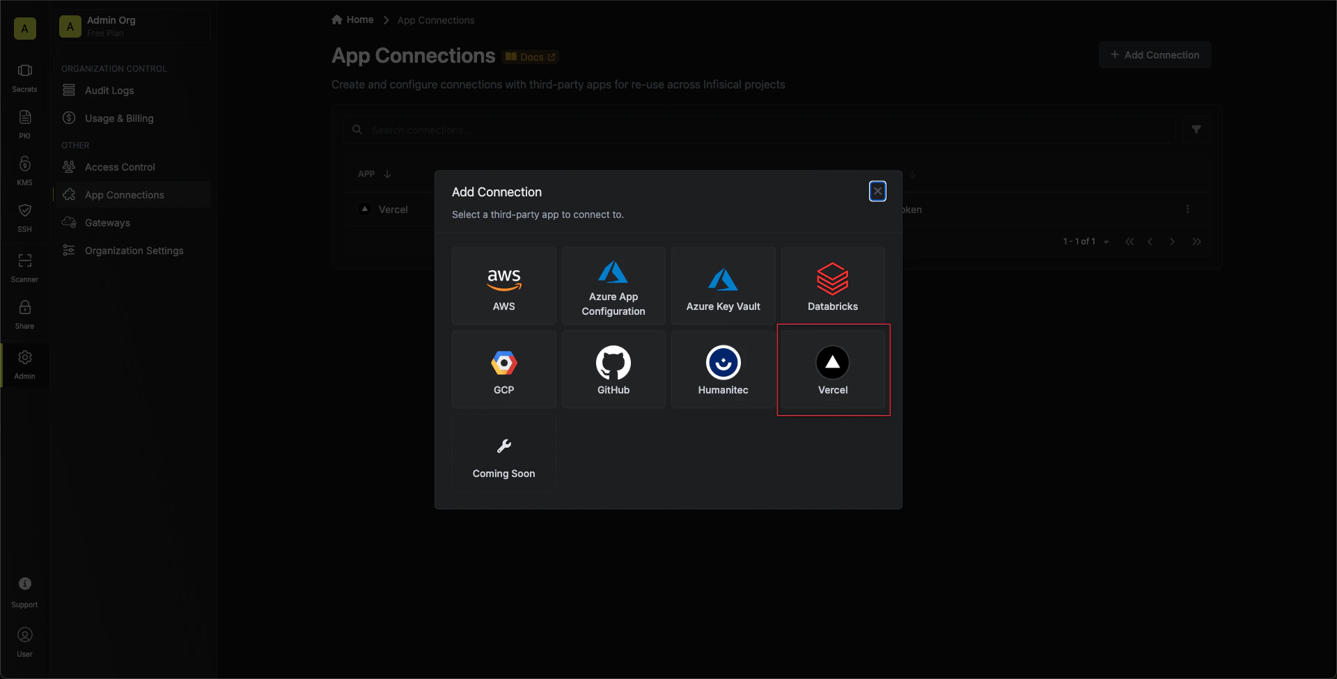 Select Vercel Connection