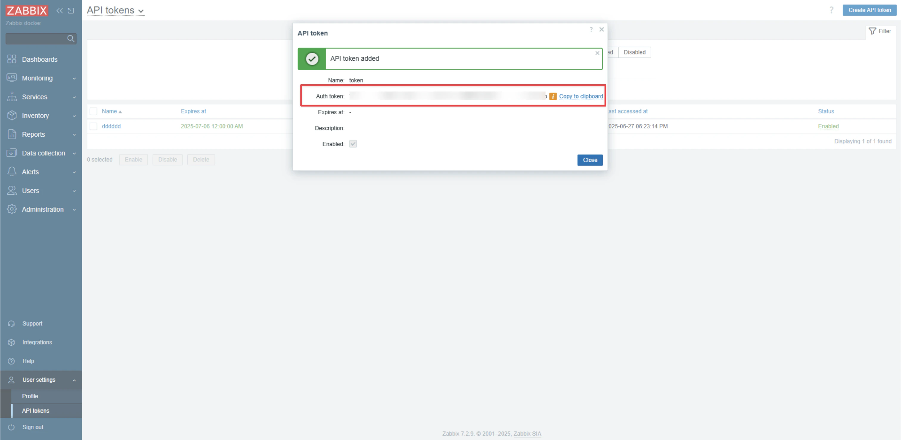Copy Token Modal