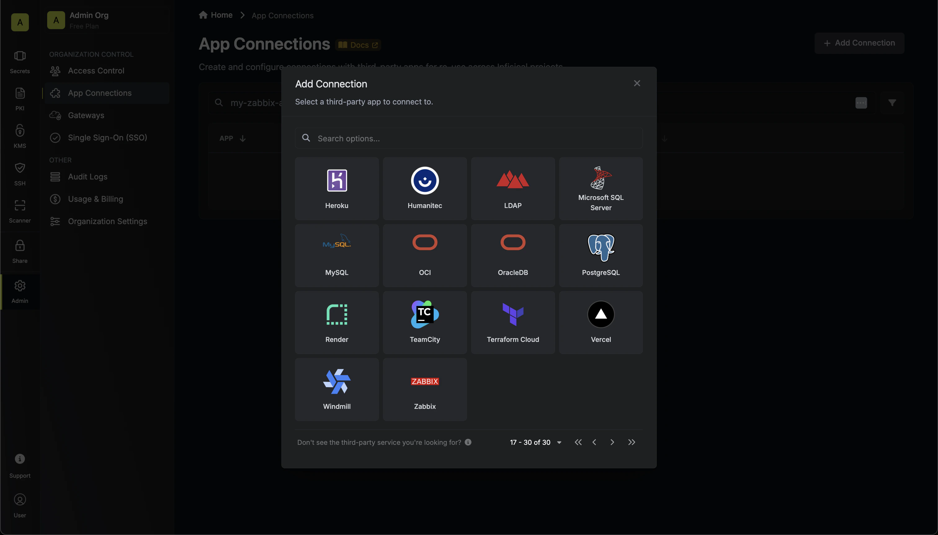 Select Zabbix Connection