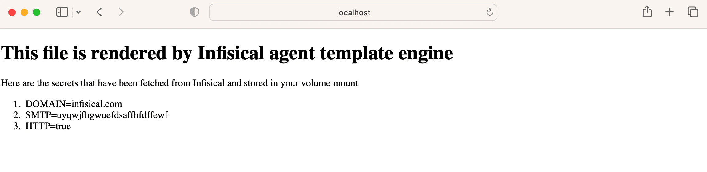 Nginx displaying Infisical secrets