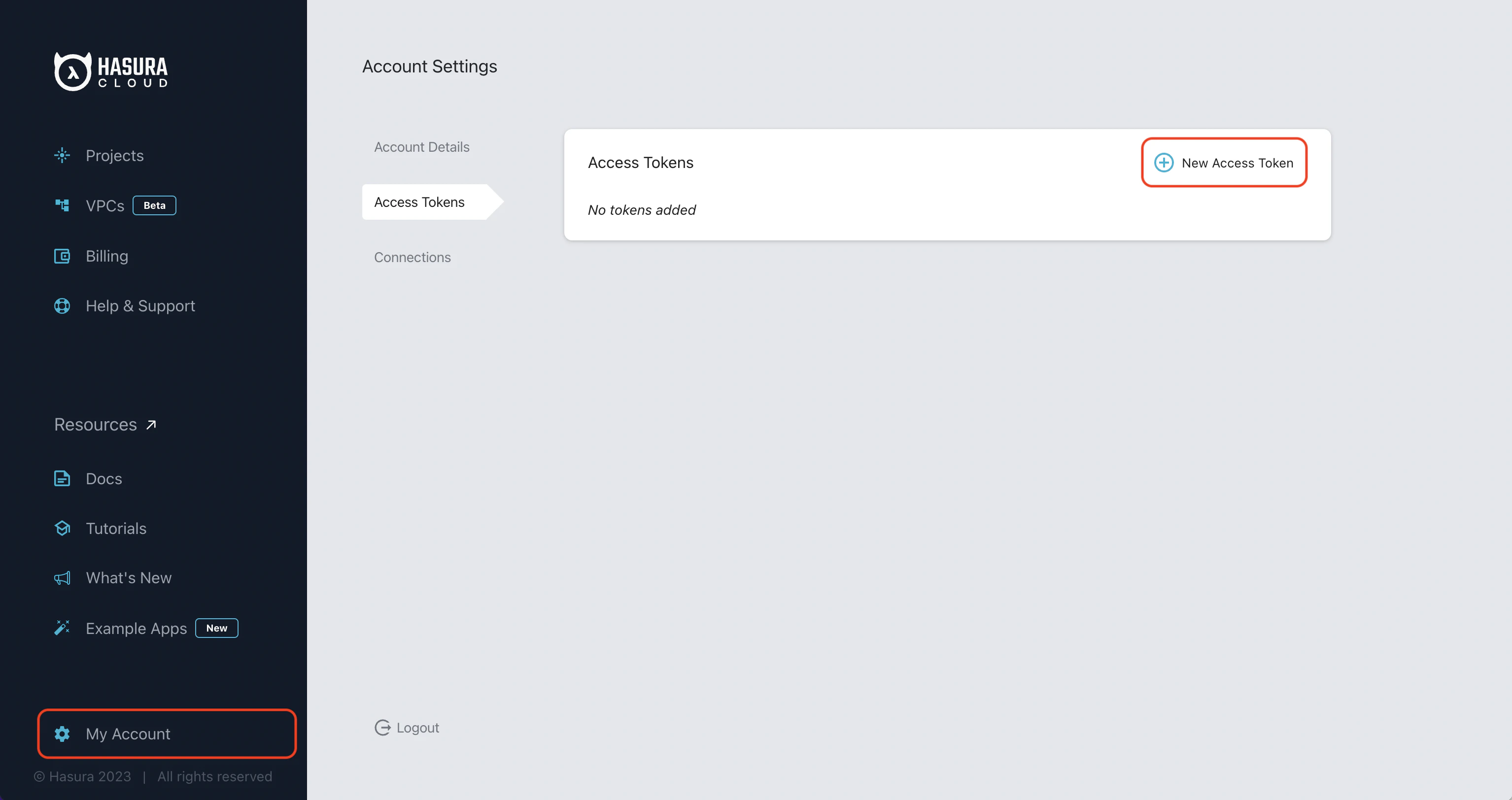 integrations hasura cloud tokens