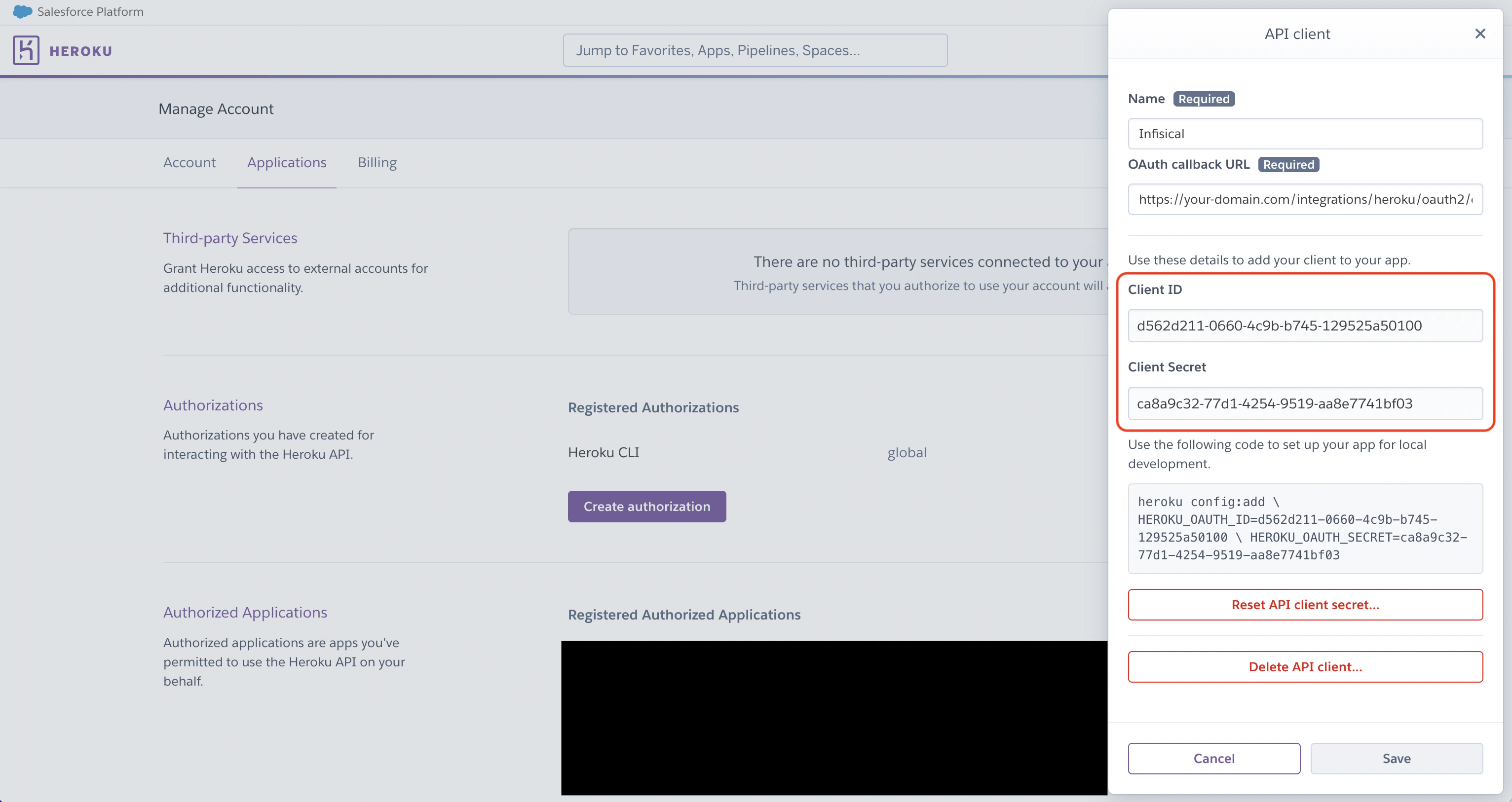integrations Heroku config