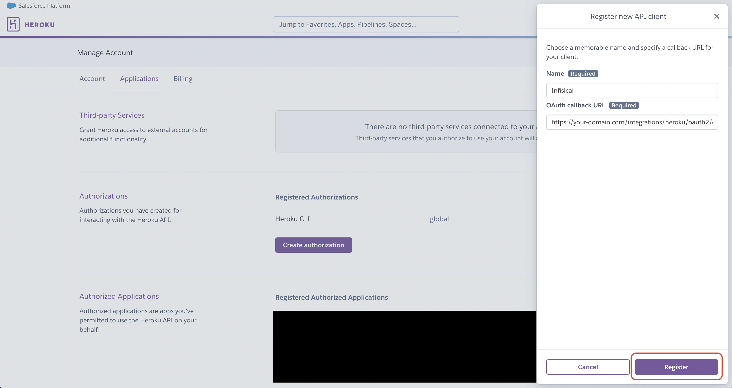 integrations Heroku config