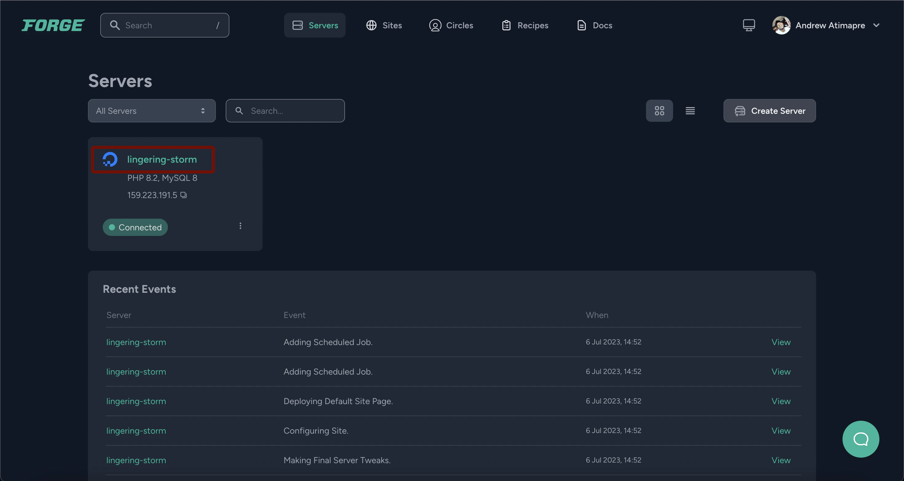 integrations laravel forge server