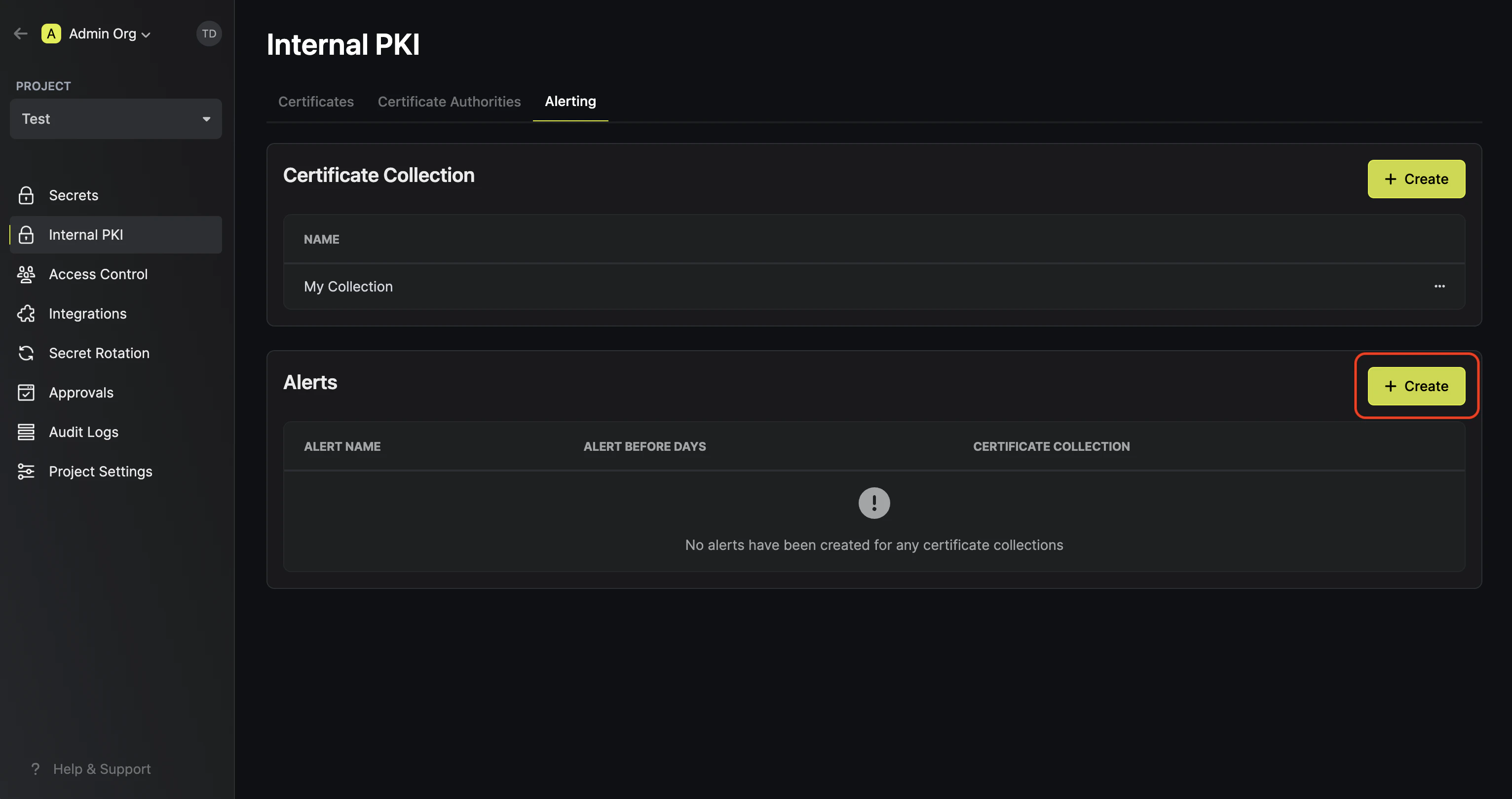pki create alert