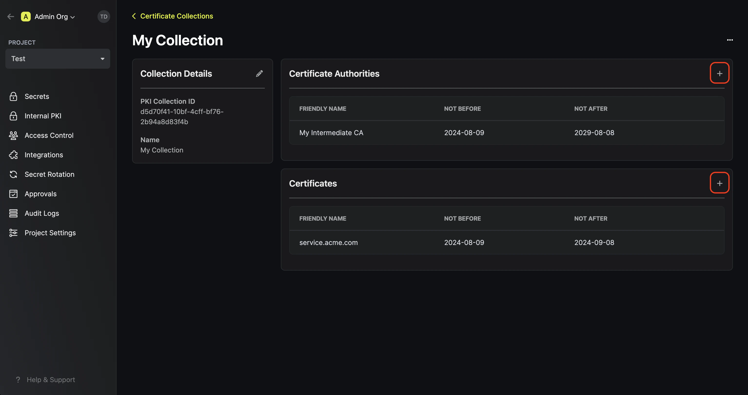 pki add cert to collection