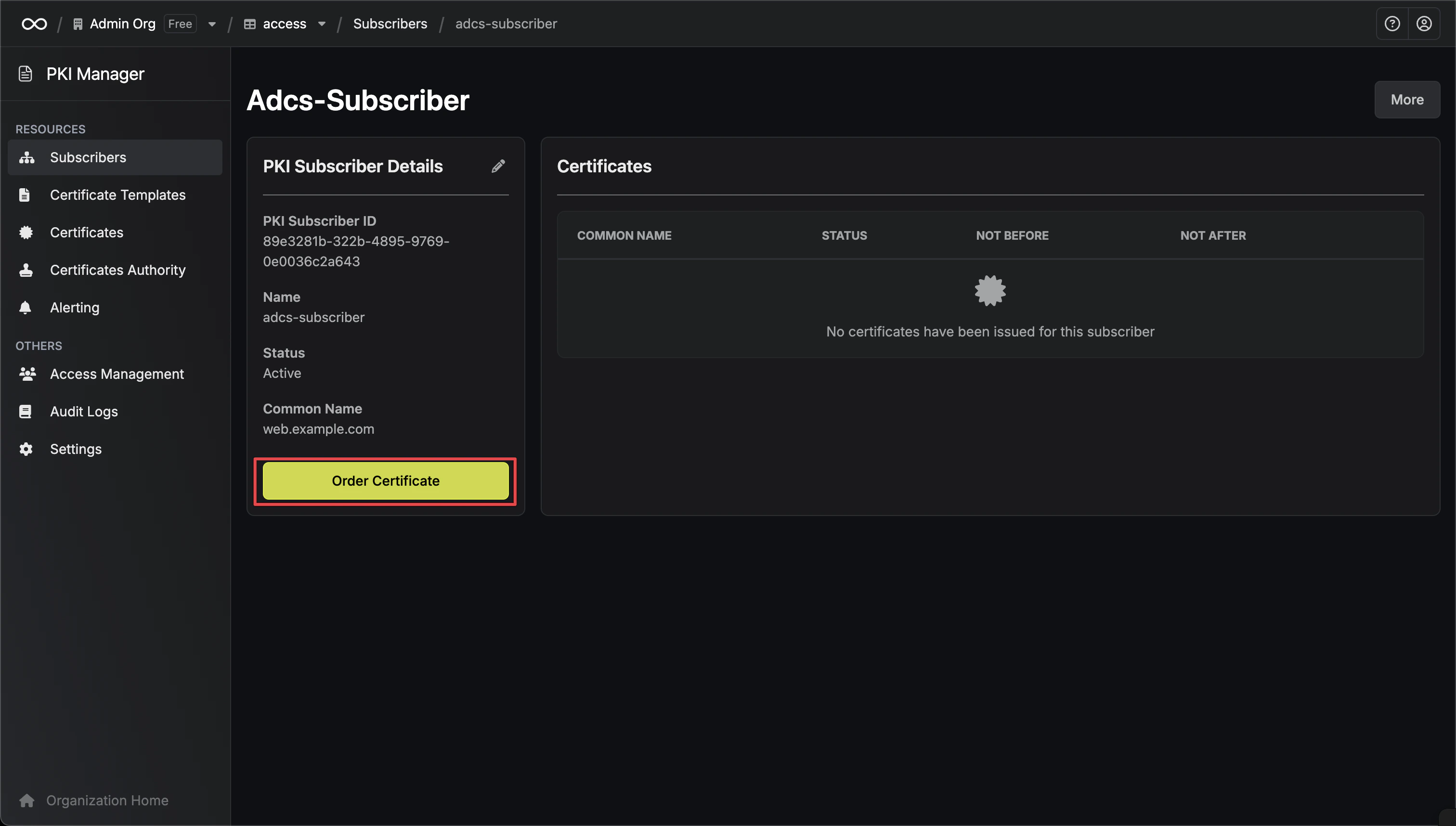 Issue New Certificate